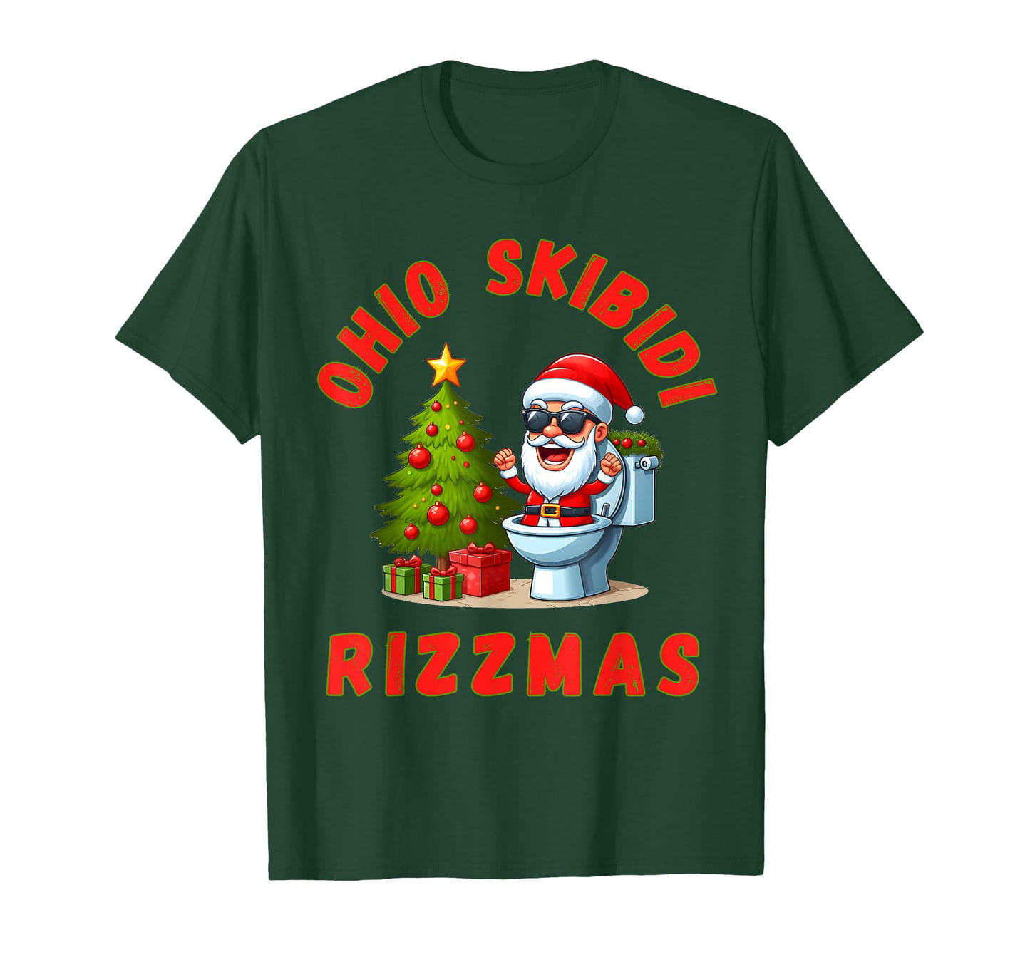 Ohio Skibidi Rizzmas Funny Christmas Rizz Gyatt Rizz Santa T-Shirt