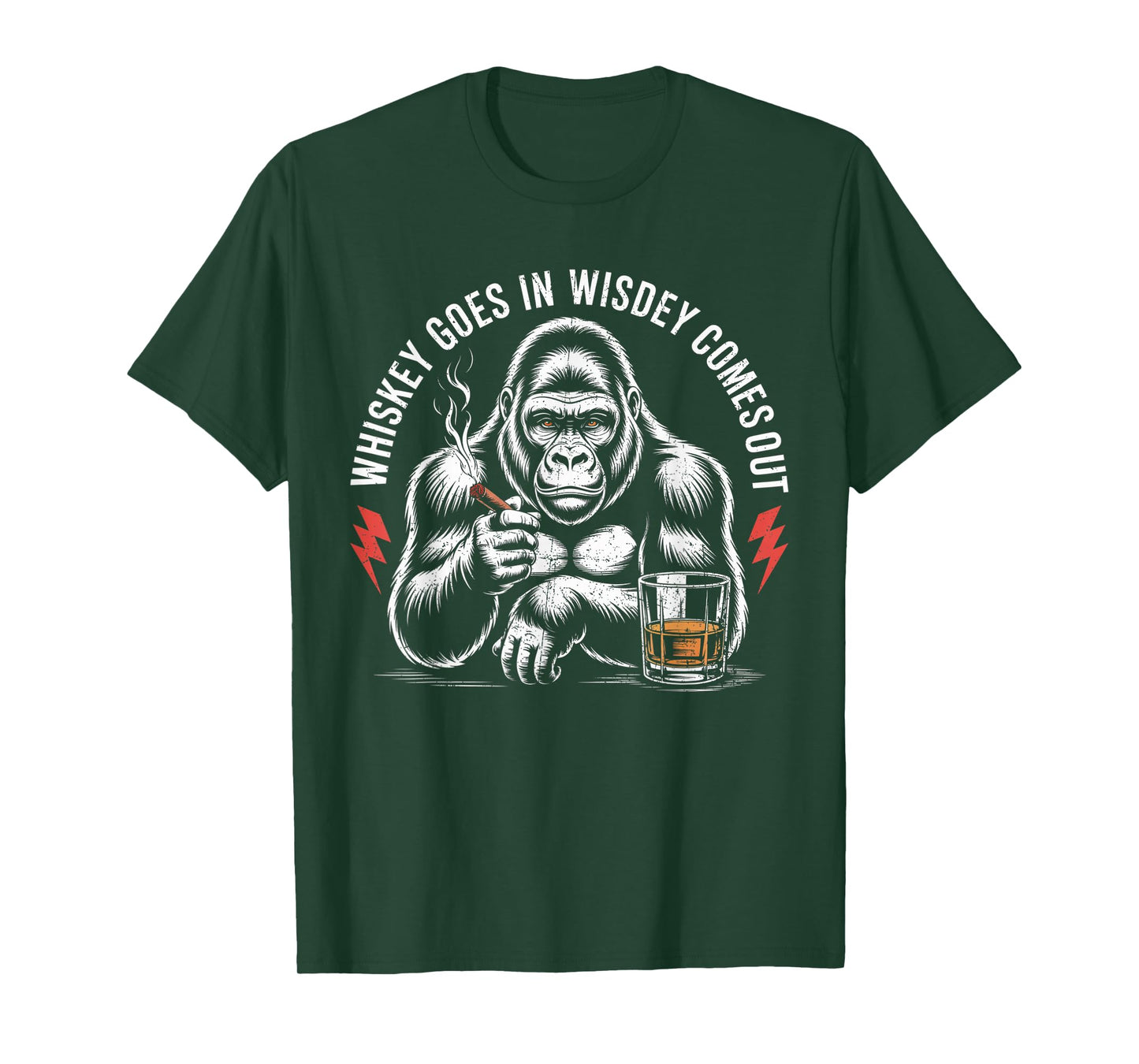 Whiskey Goes In Wisdom Comes Out Funny Monkey VIntage T-Shirt