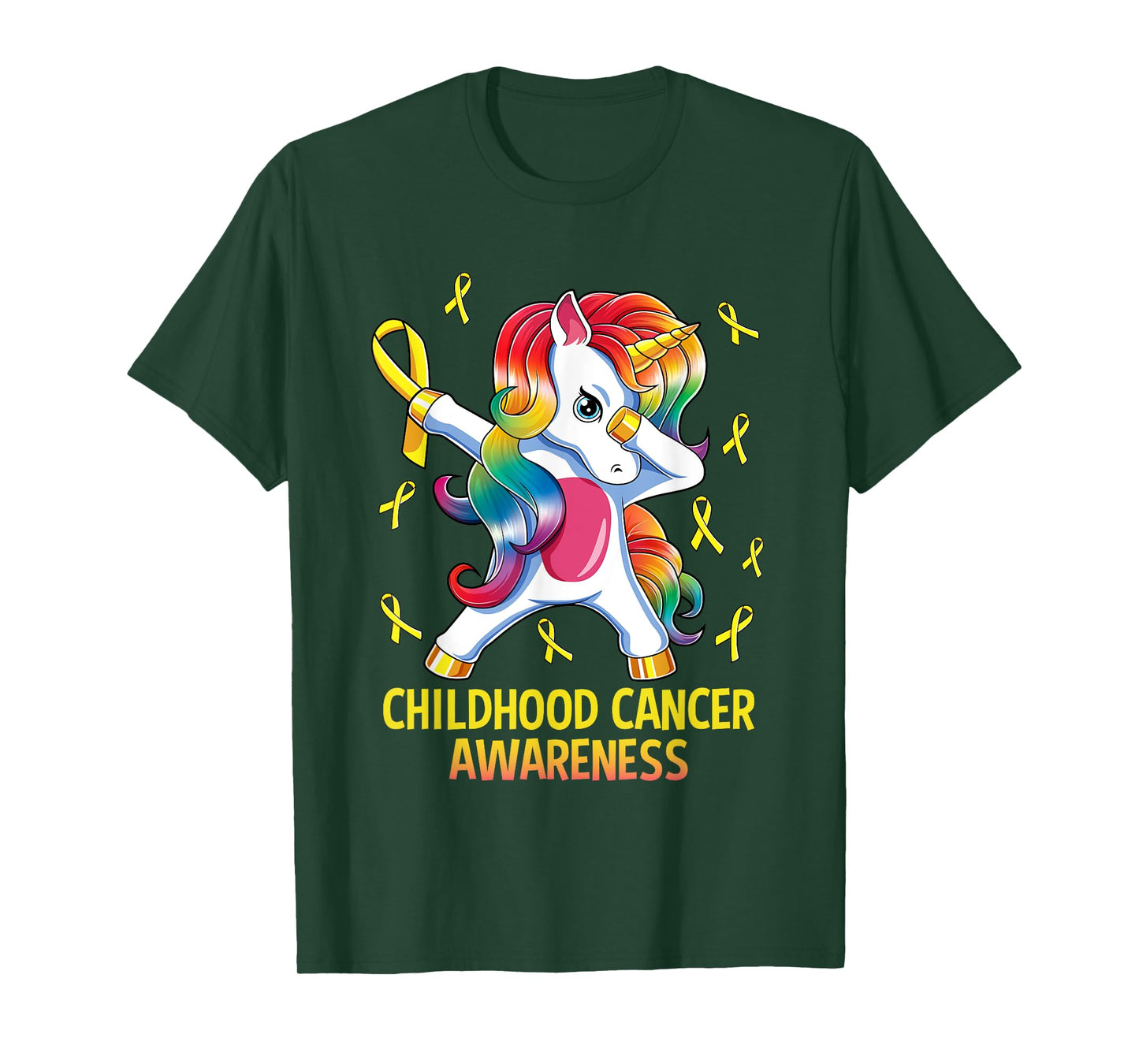Dabbing Unicorn Childhood Cancer Awareness T-Shirt