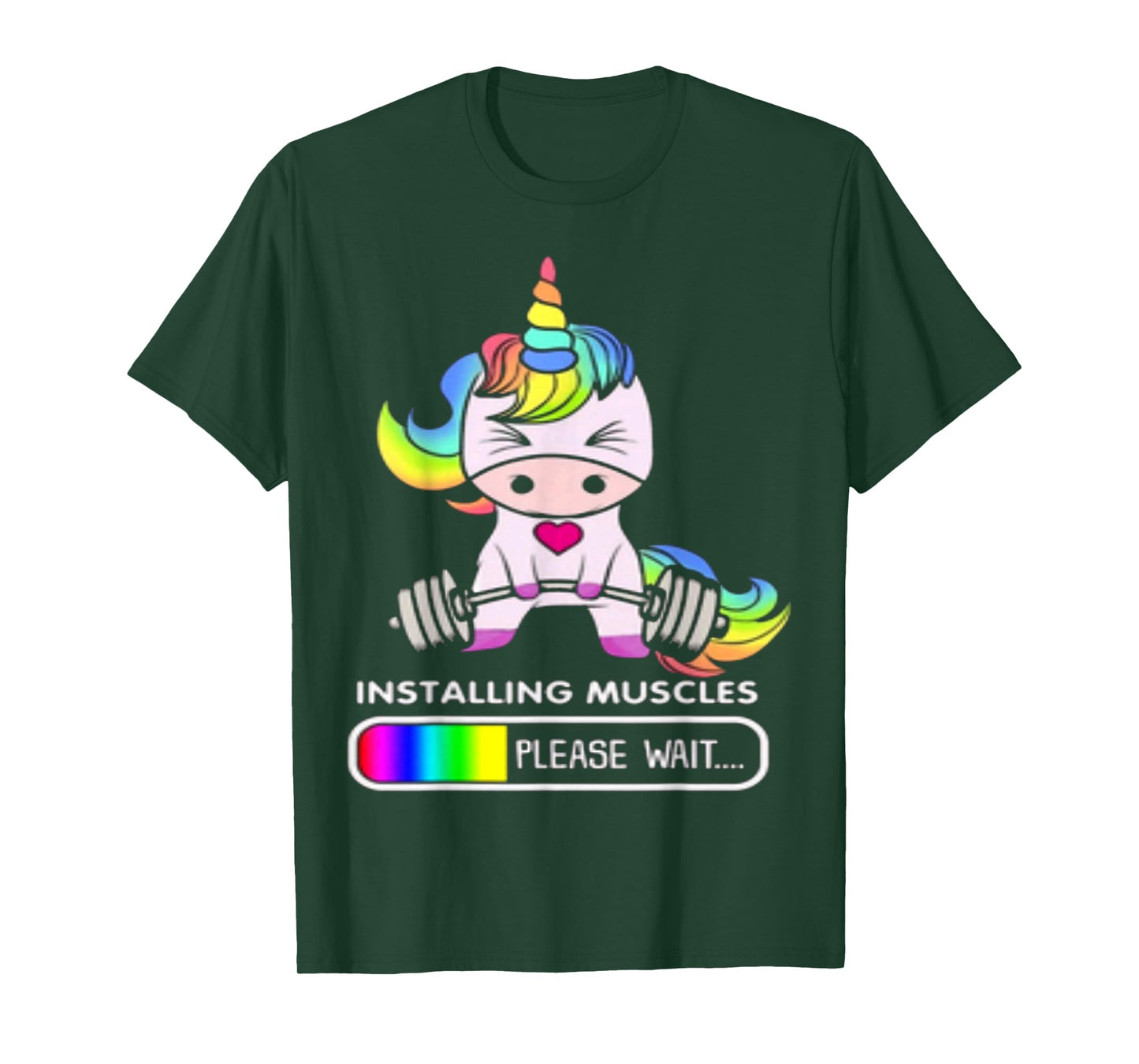 Installing Muscles Please Wait Funny Unicorn T-Shirt