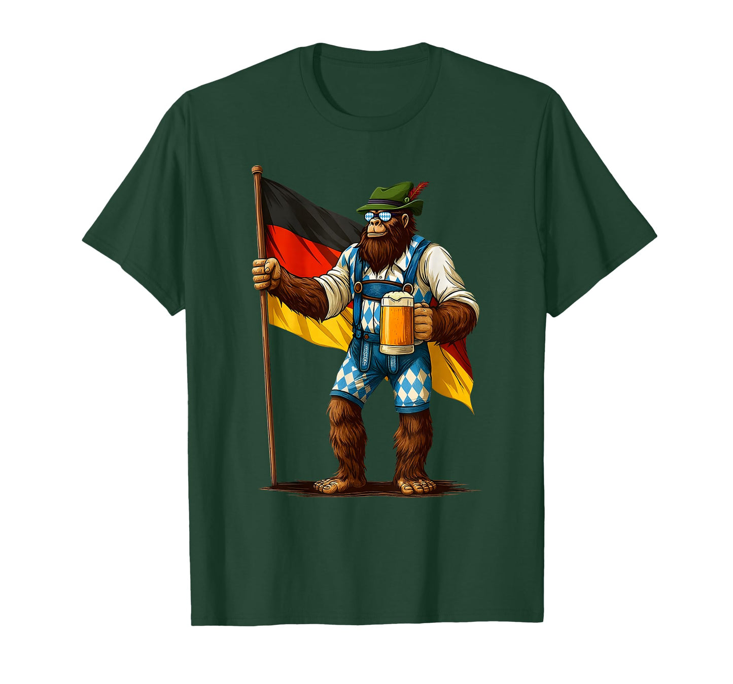 German Bigfoot Sasquatch Beer Lederhose Funny Oktoberfest T-Shirt