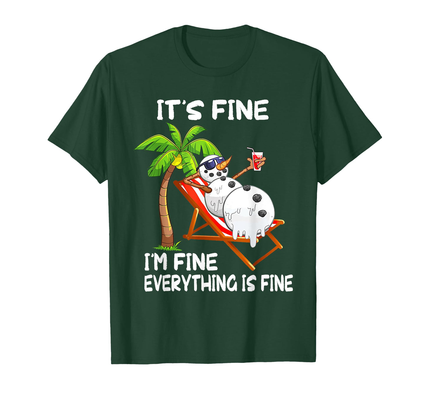 It's Fine I'm Fine Melting Snowman Summer Christmas In July T-Shirt