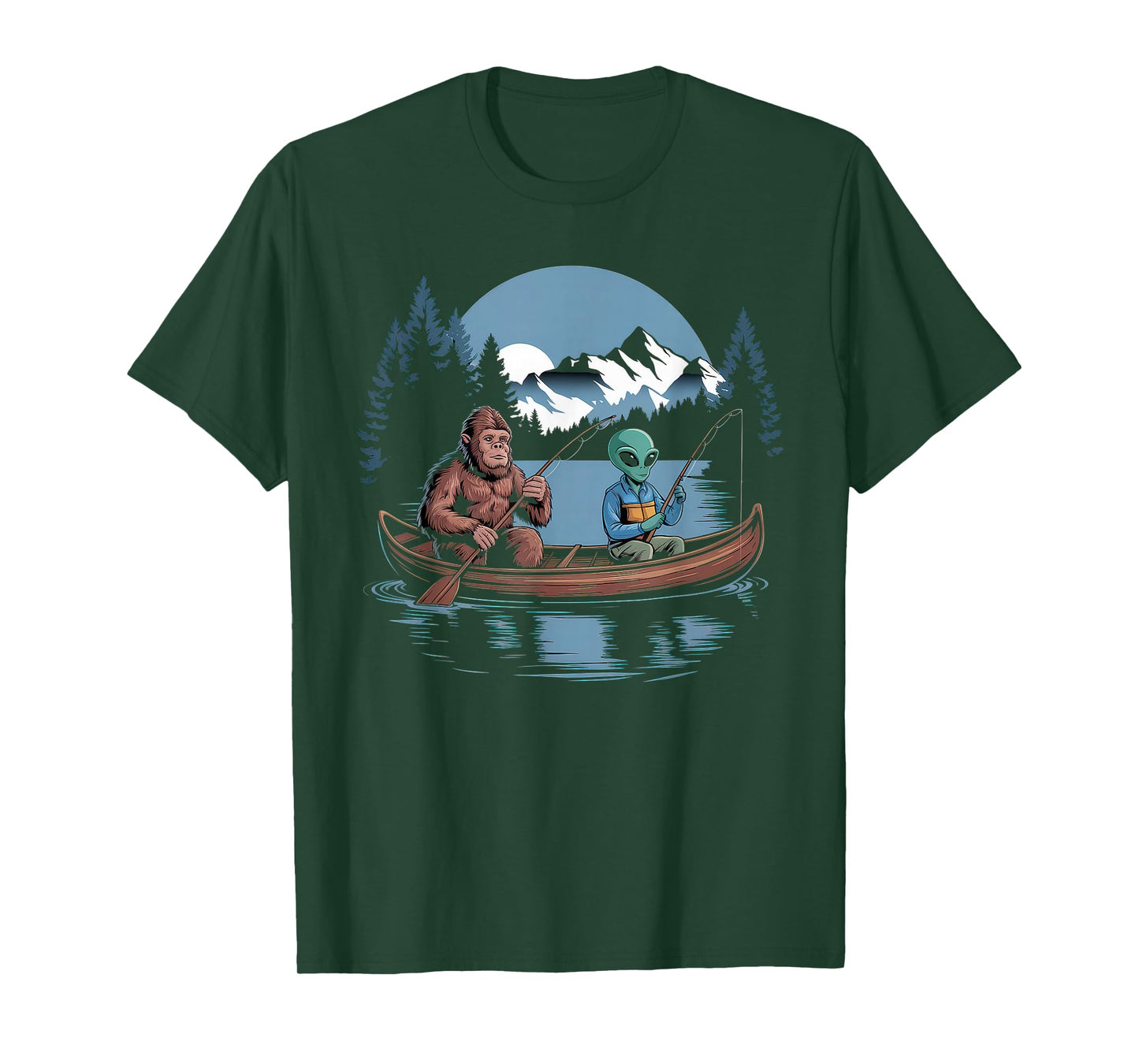 Bigfoot Tshirt Sasquatch Alien Fishing Conspiracy Funny Meme T-Shirt