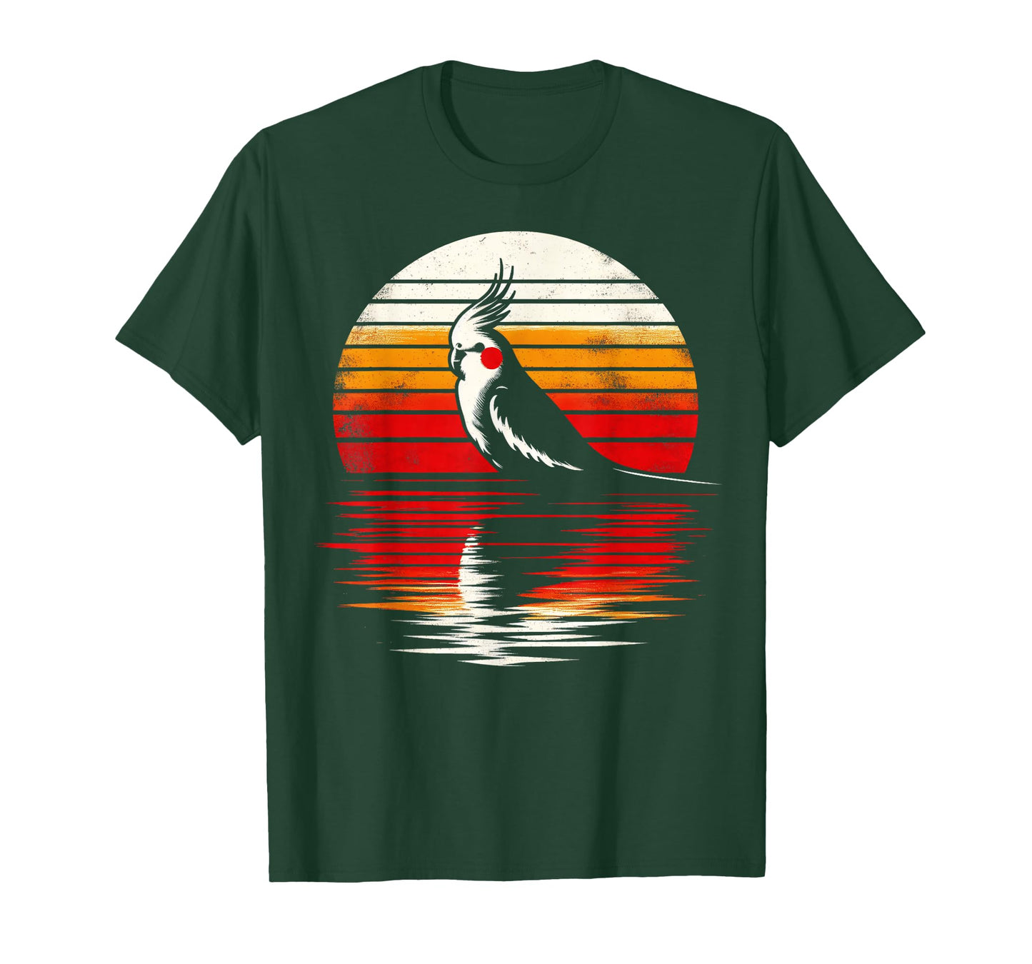 Cockatiel Bird Sunset Retro Style Safari Vintage 70s T-Shirt