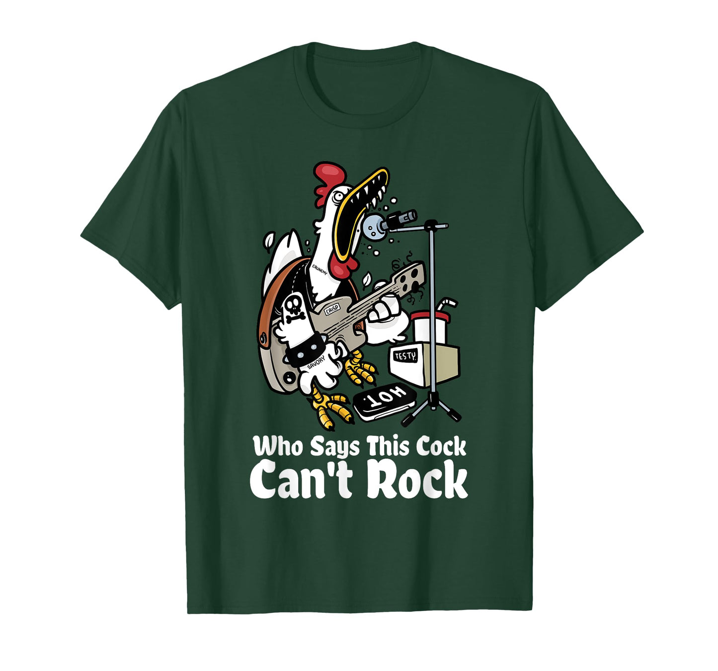 Funny Rock & Roll Rooster Chicken Playing Rock Guitar Party T-Shirt