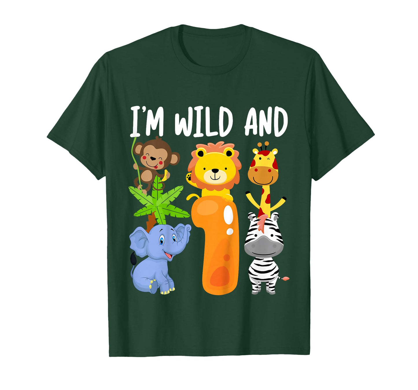 I'm Wild and 1 One Zoo 1st Birthday Safari Jungle Animals T-Shirt
