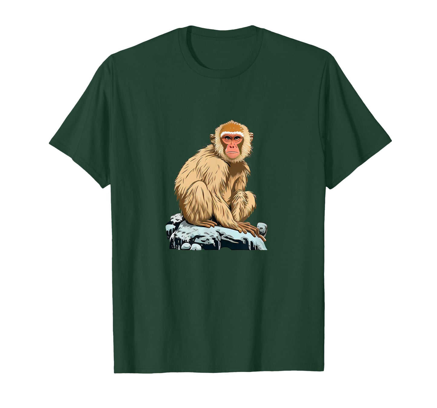 Funny cute japanese Monkey loves Snow T-Shirt