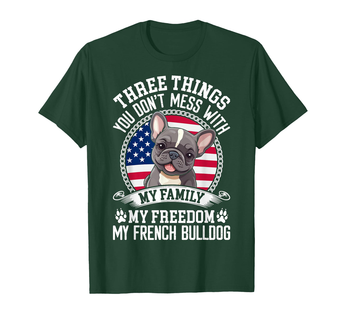 Patriotic French Bulldog American Flag Dog Paw 4th Of July Men Women Kids T-Shirt
