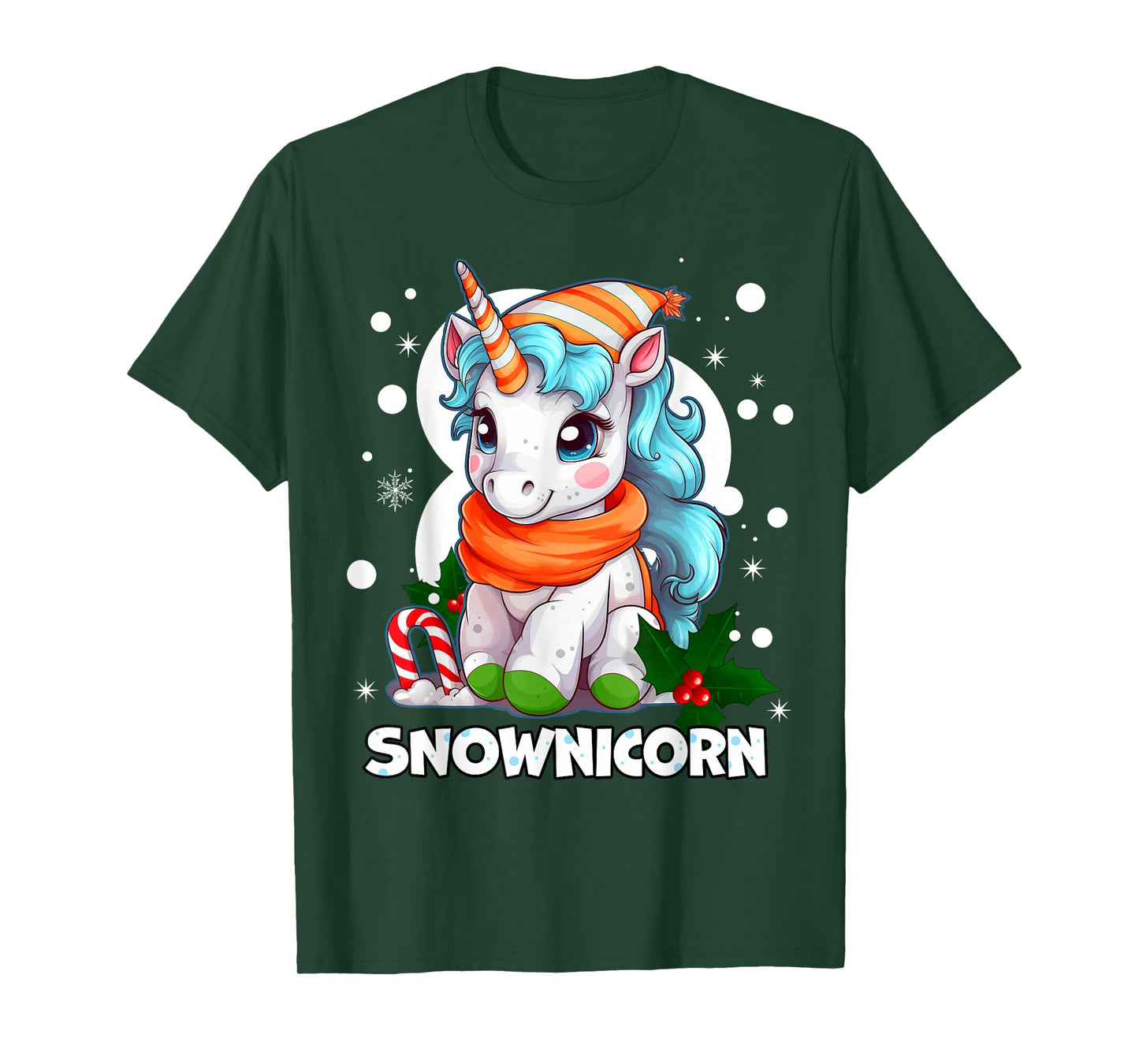 Snownicorn Cute Unicorn Snowman Christmas Girl T-Shirt