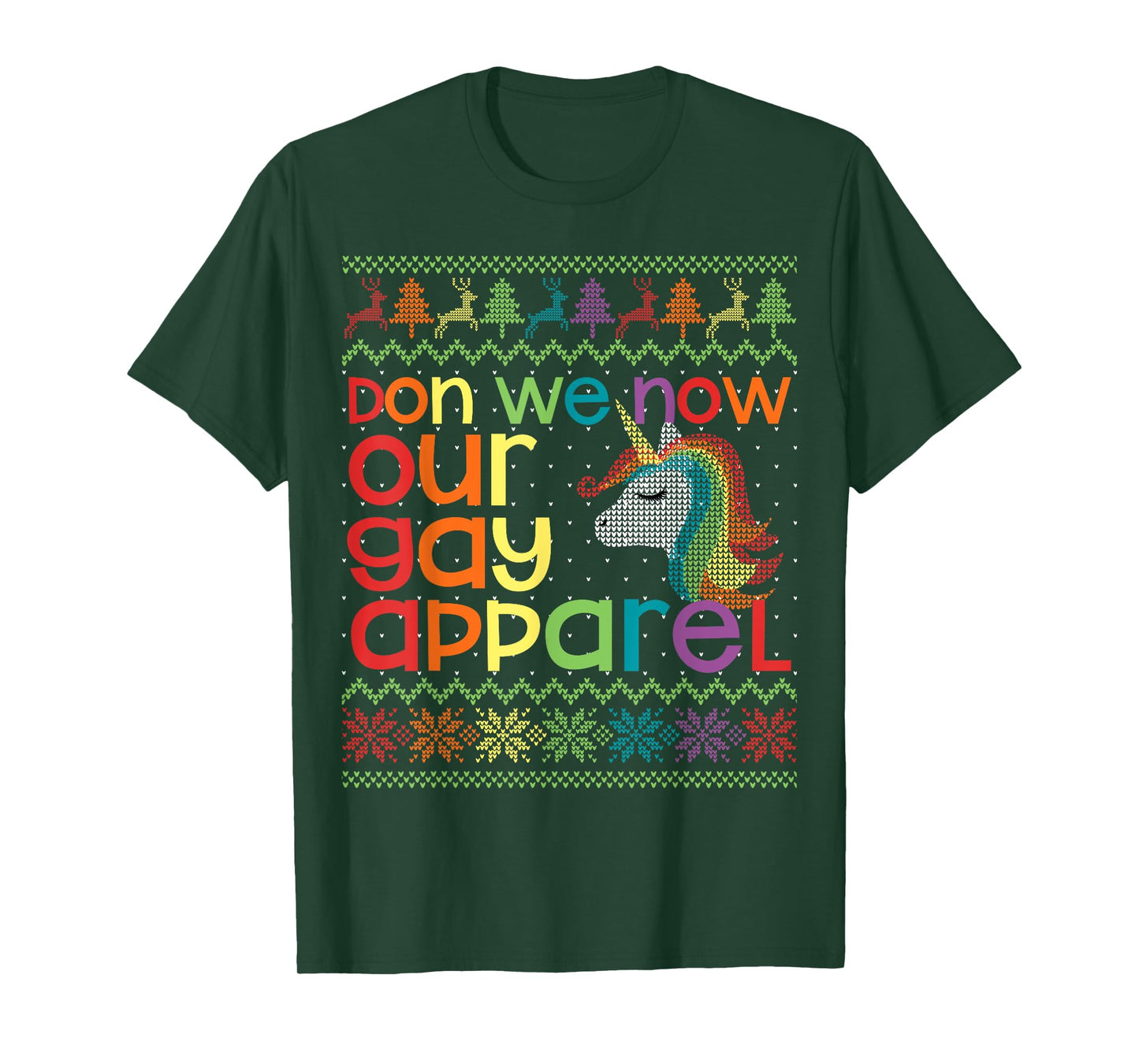 Christmas LGBT Don We Now Our Gay Apparel Rainbow Unicorn T-Shirt