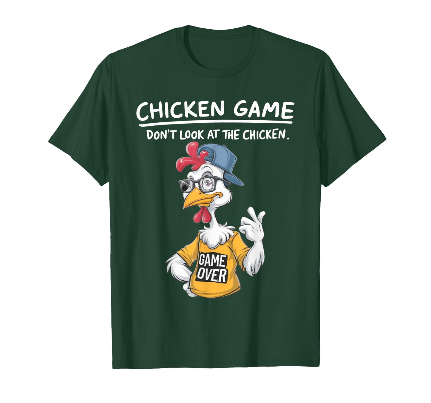Chicken Game Humorous Family Tee - Unisex-Adults & Kids T-Shirt - Black - Small - Short Sleeve - Cartoon Chicken Game - Don't Look at the Chicken