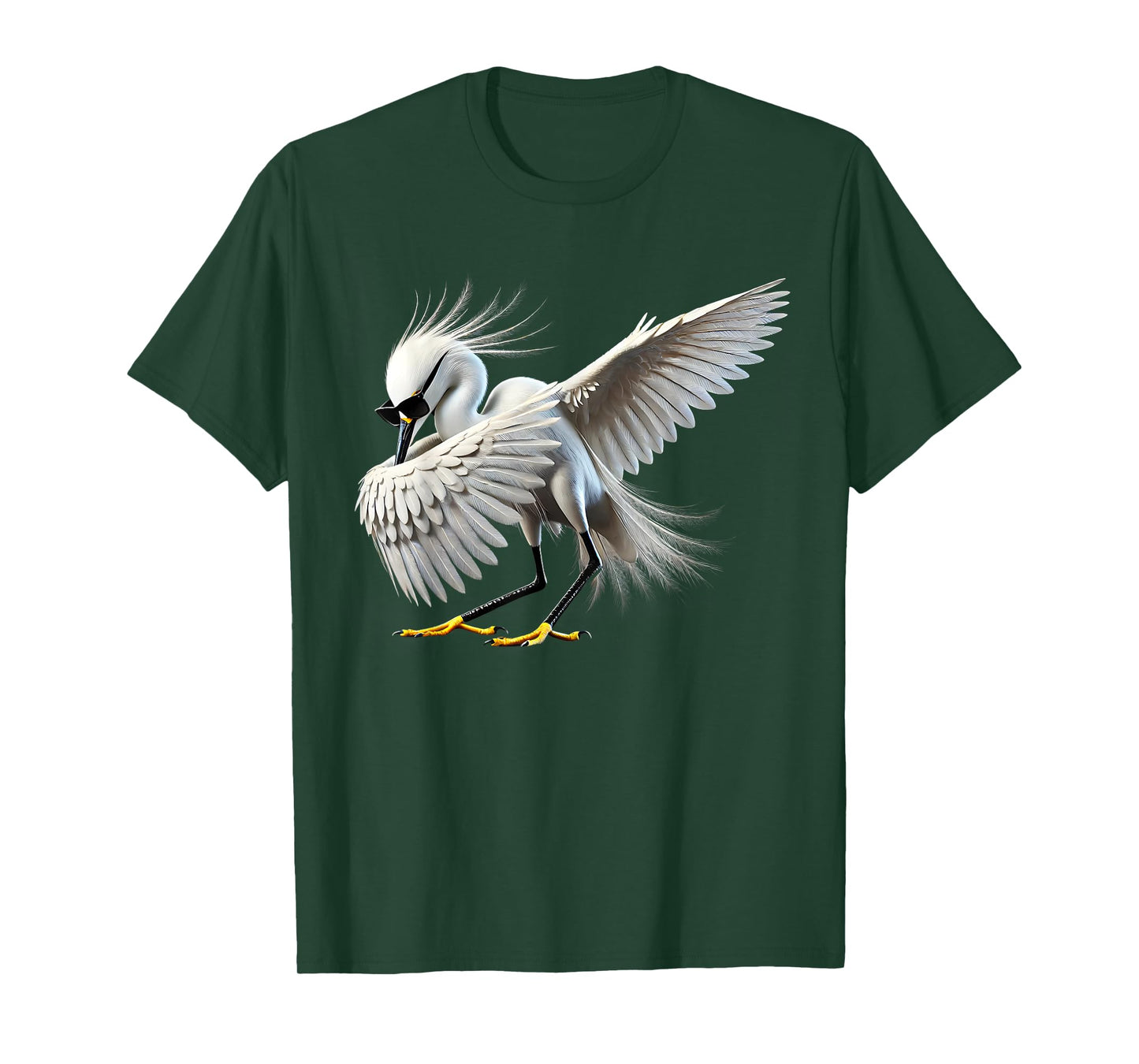 Dabbing Snowy Egret Bird Watcher Lover Birding T-Shirt