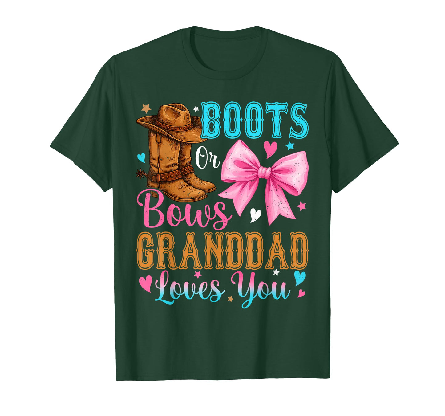 Boots or Bows Granddad Loves You Gender Reveal Family T-Shirt