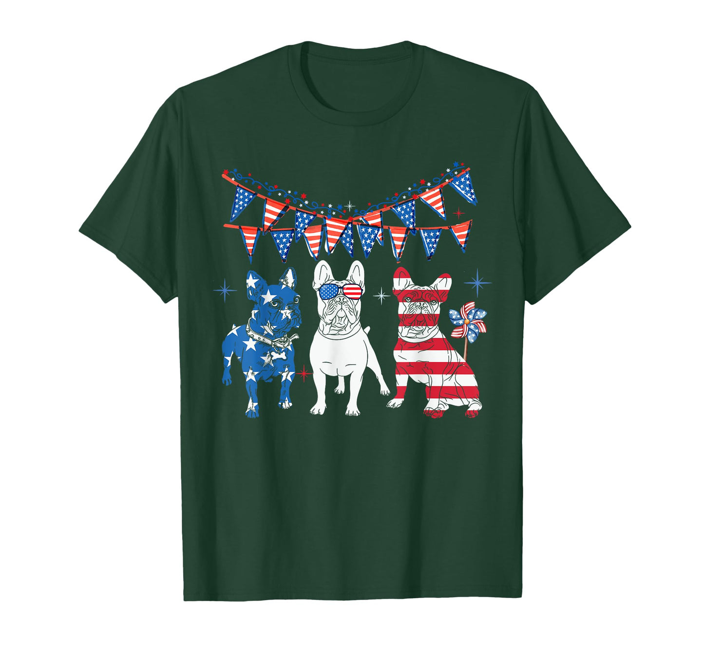 French bulldog 4th of july American Flag women Independence T-Shirt