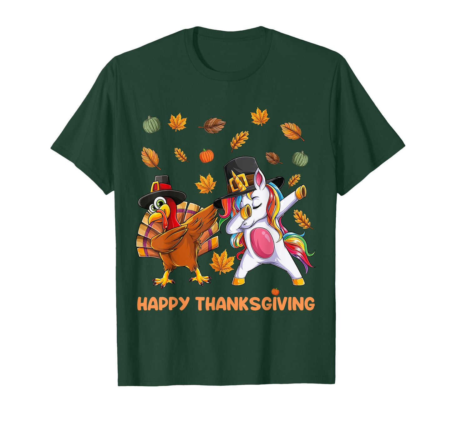dabbing Turkey Unicorn Thanksgiving For Girls Pilgrim Hat T-Shirt