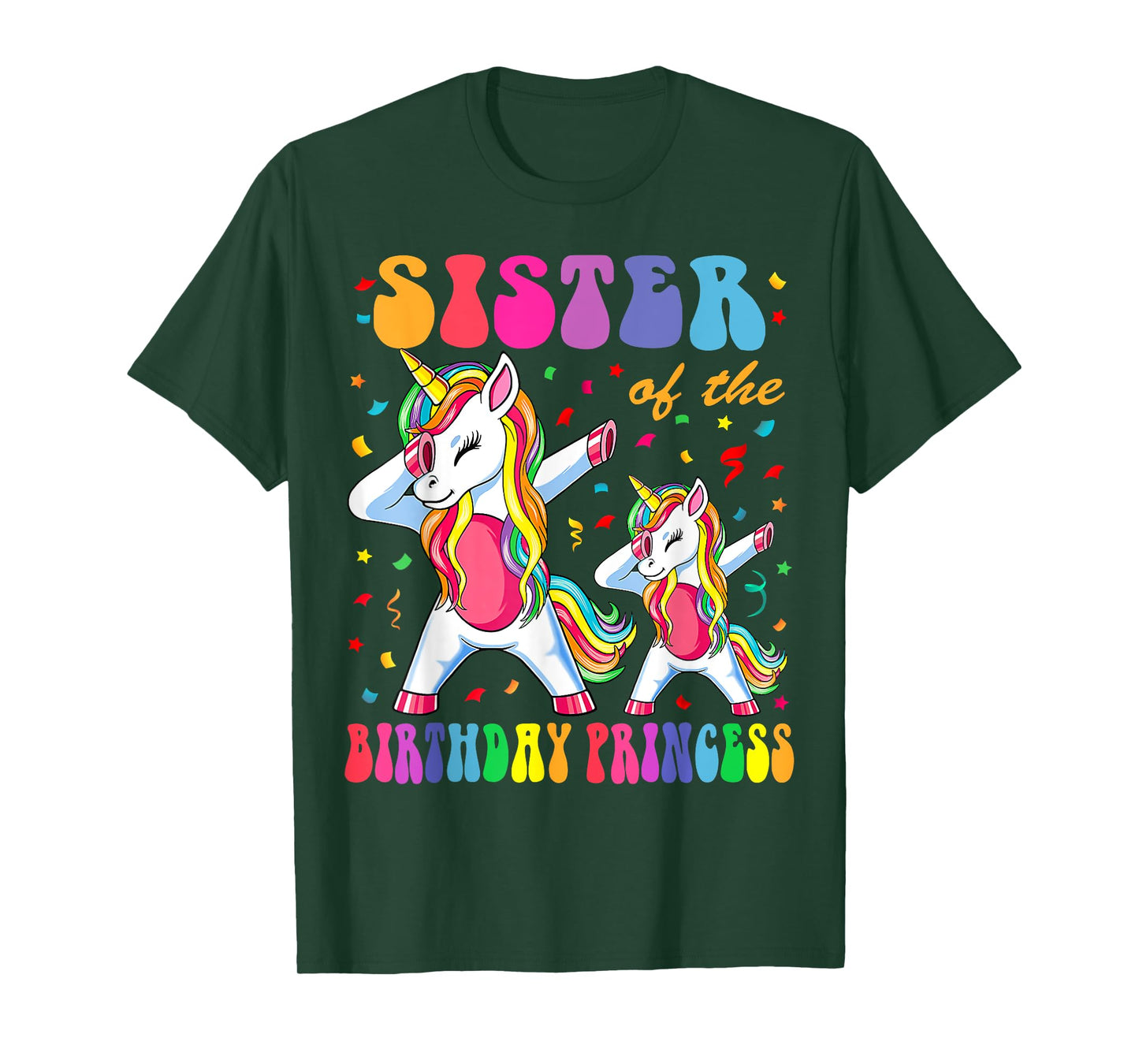 Sister of the Birthday Princess Girl Dabbing Unicorn Family T-Shirt