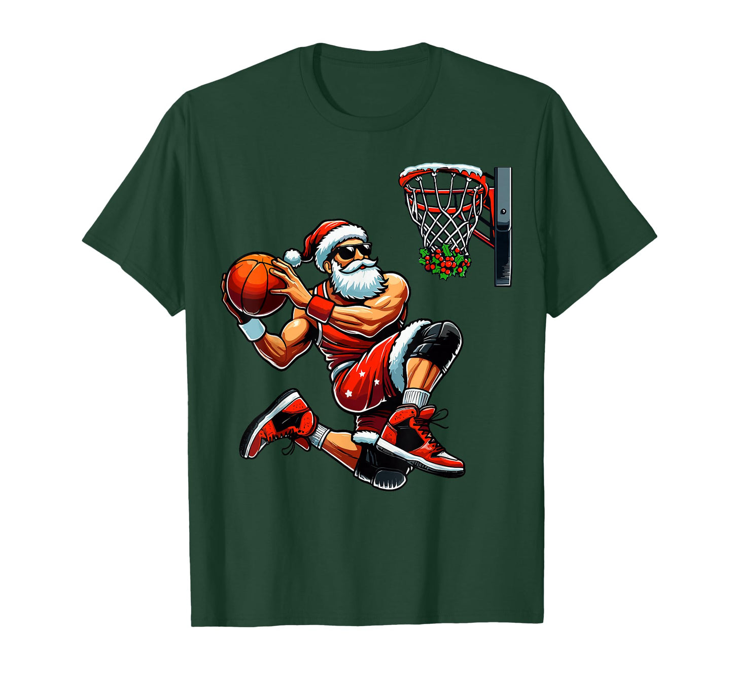 Santa Basketball Player Dunking Xmas Christmas Basketball T-Shirt