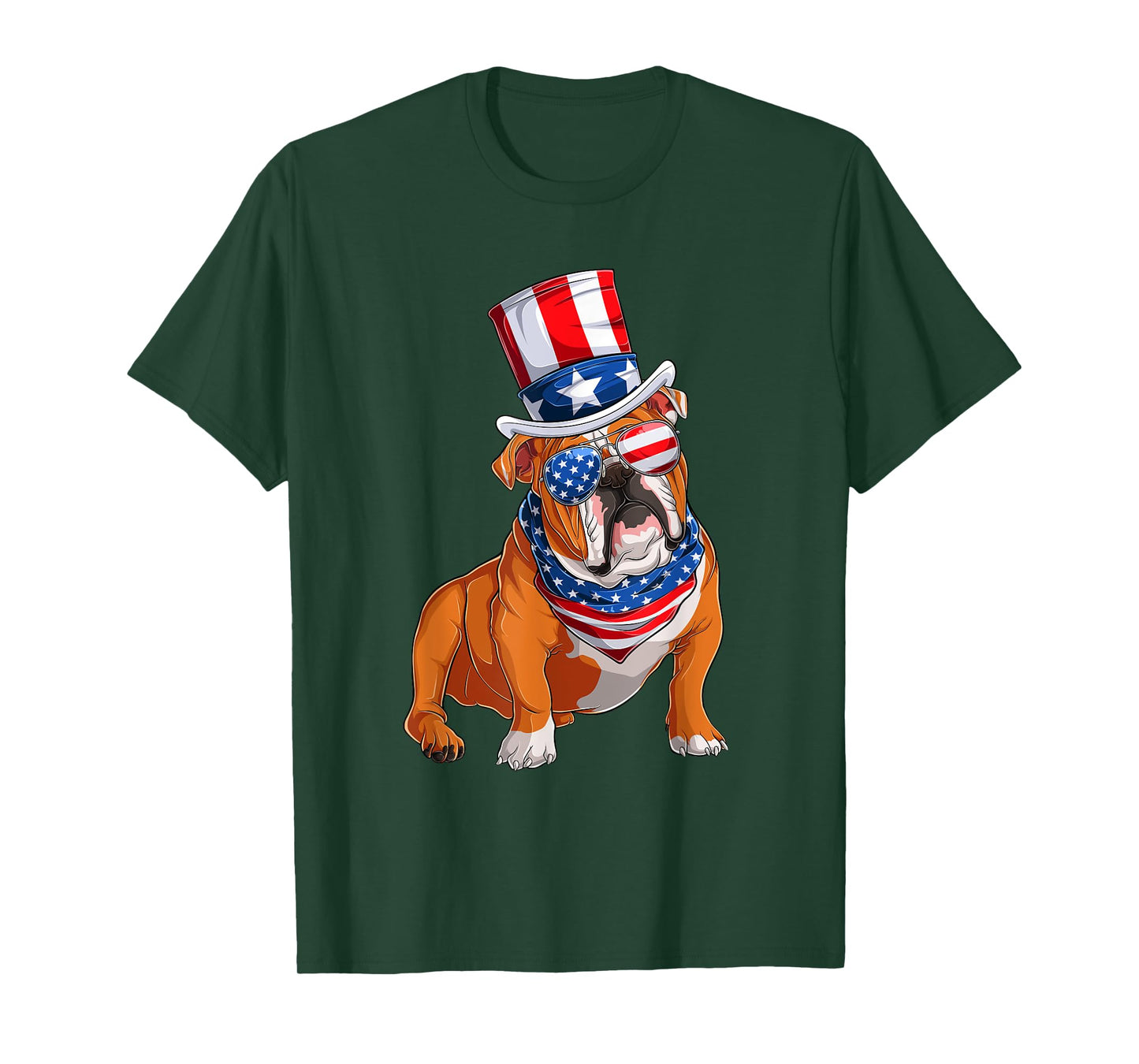 Merica Bulldog Dog 4th of July American Flag T-Shirt