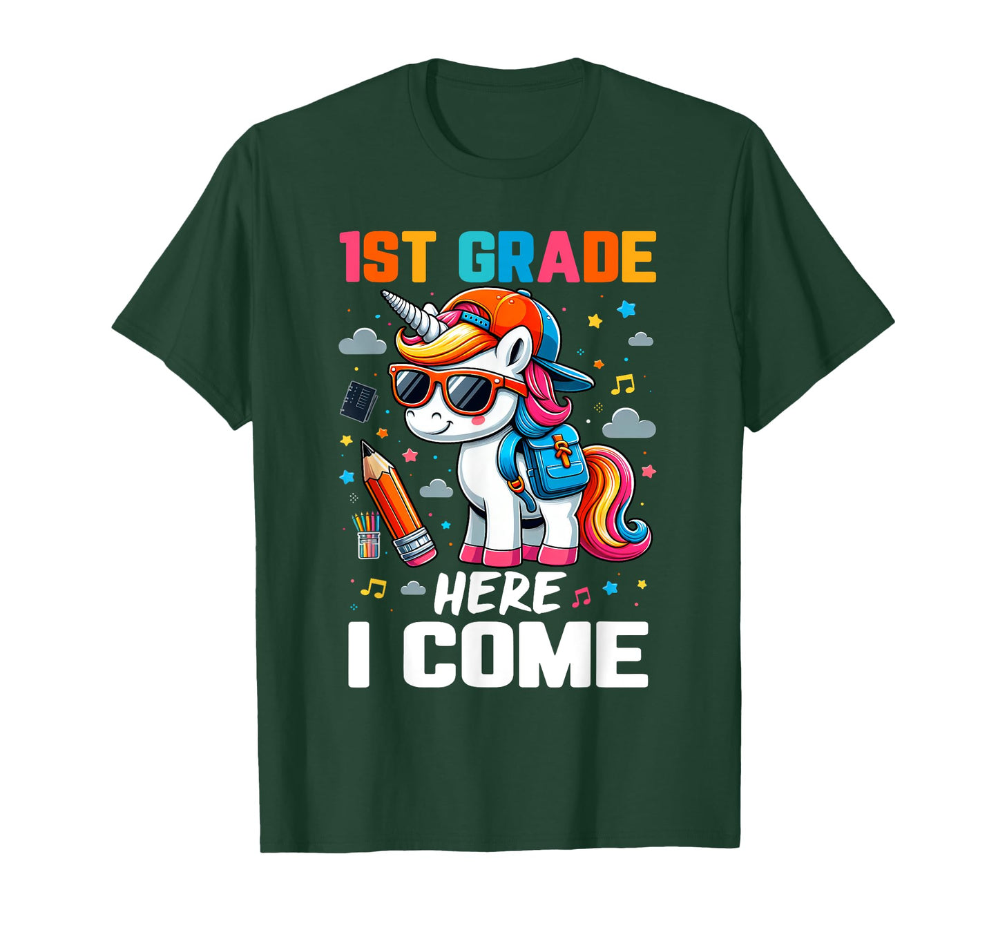 First 1st Grade Here I Come Shirt First Day Of School Girls T-Shirt