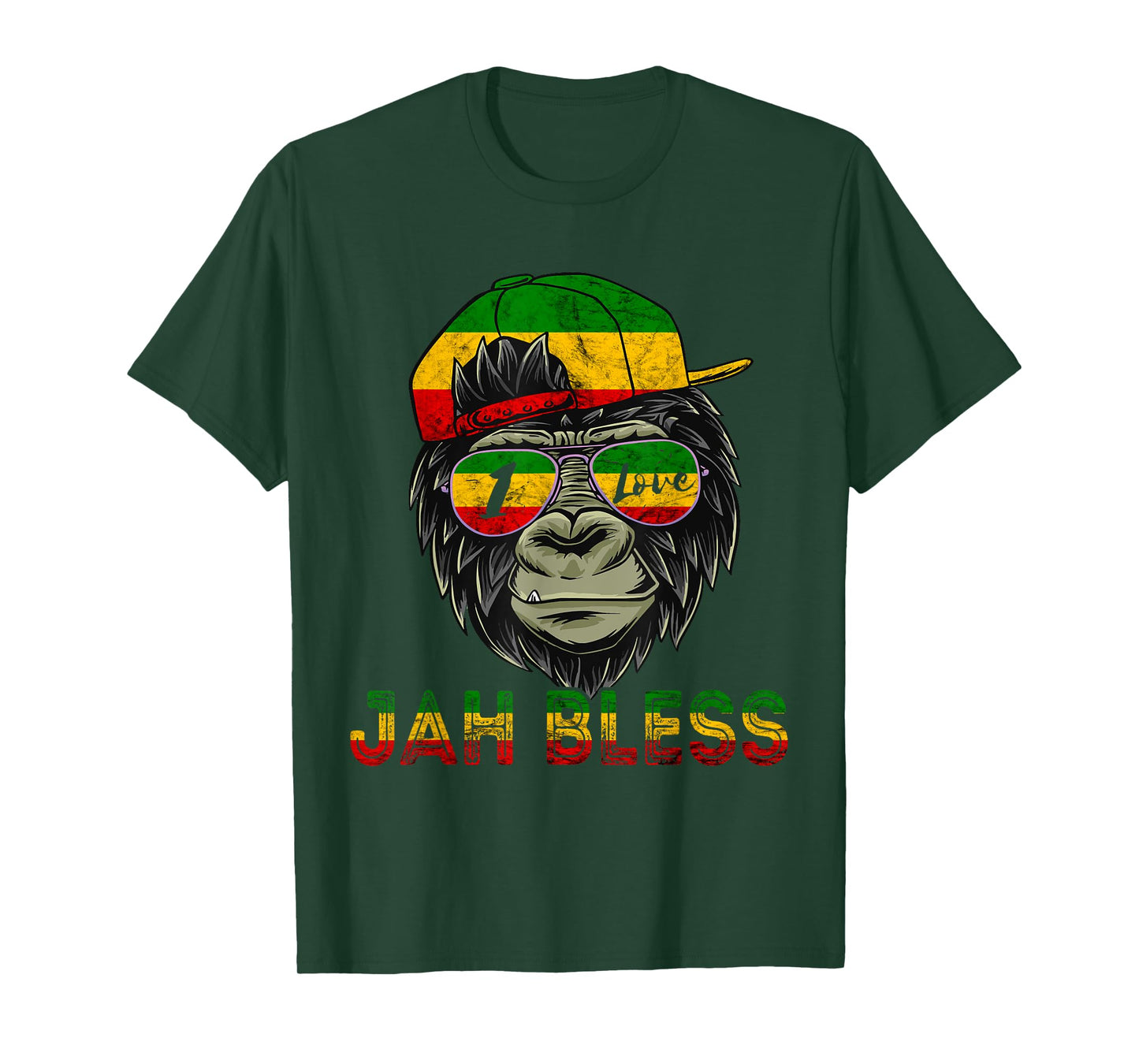 Rasta Reggae Monkey Jah Bless Reggae Music Lover Jamaica T-Shirt