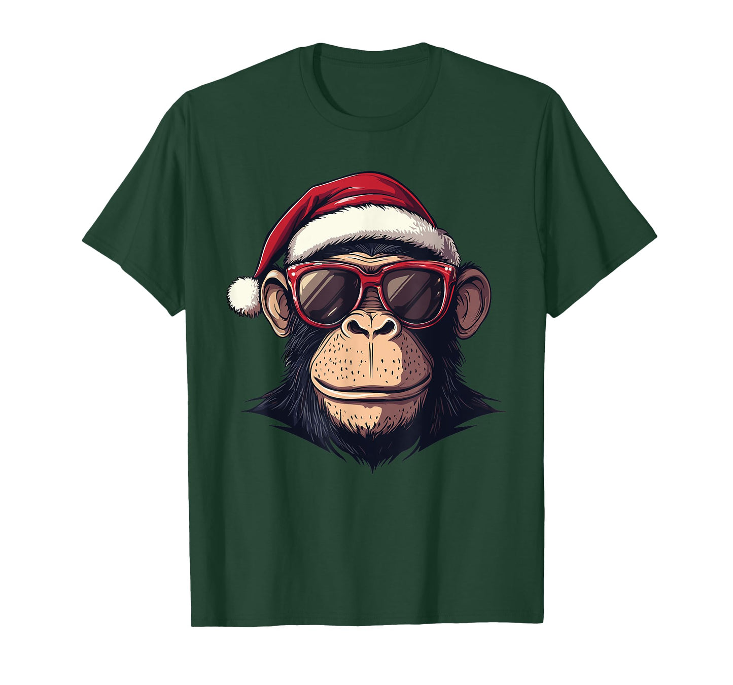 Monkey Santa Hat chimpanzee Monkey Lovers Christmas Pajama T-Shirt