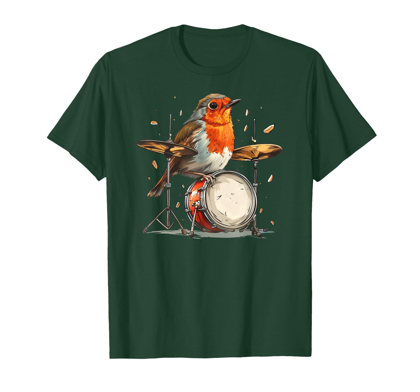 Funny Rocking Robin Bird - Robin Playing The Drums T-Shirt