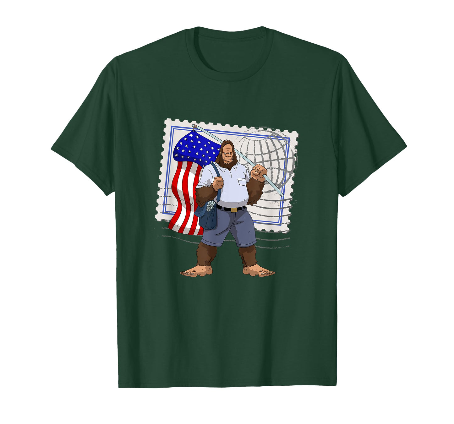 Bigfoot American Flag Protect US Postal Service T-Shirt