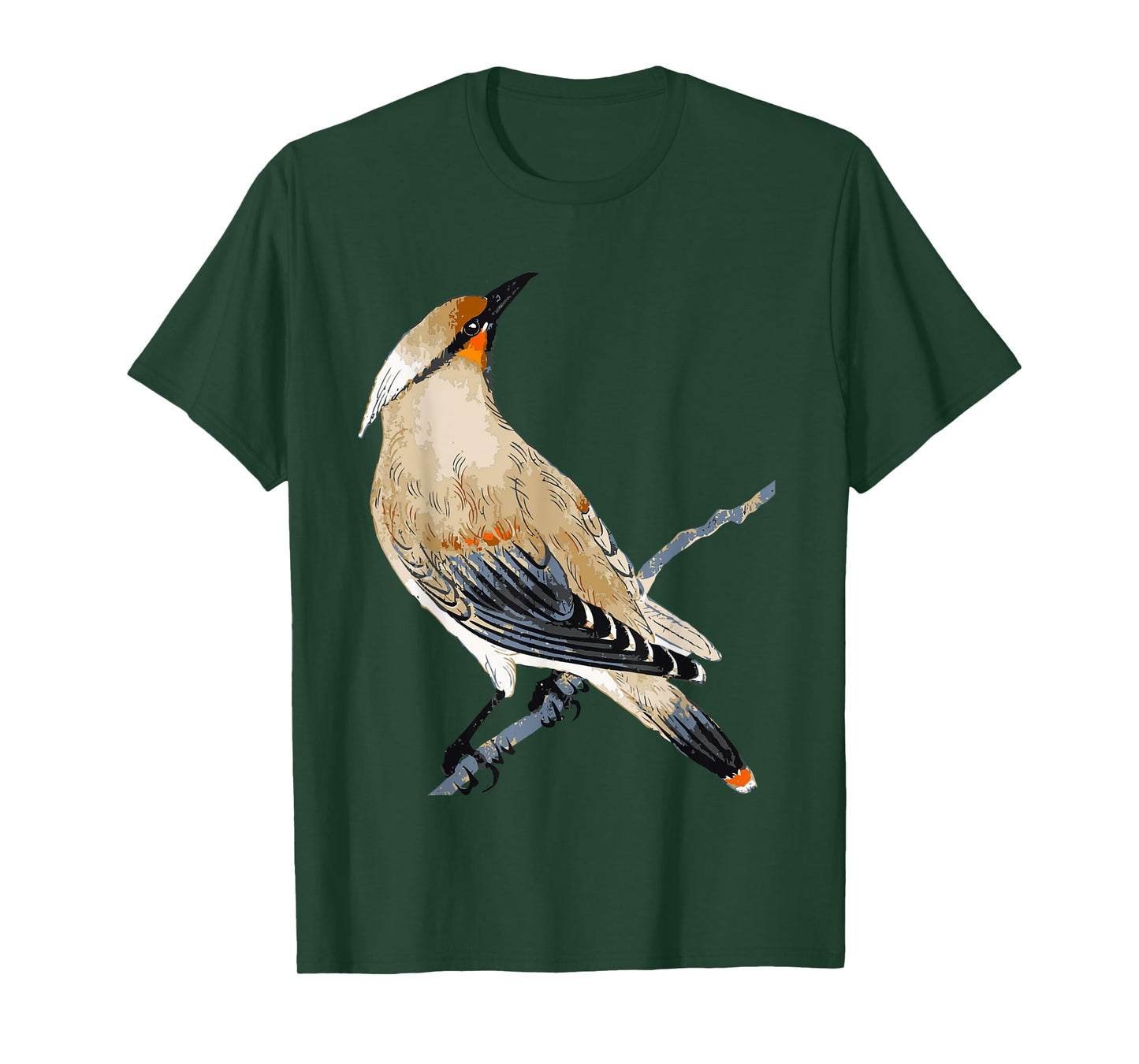 Cedar Waxwing Art Illustration T-Shirt
