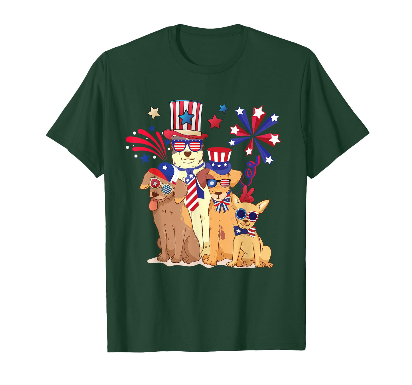 Patriotic Dog 4th Of July Funny Dogs Lovers for Pet Owners T-Shirt
