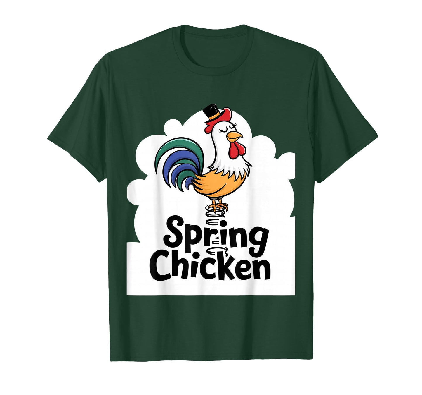 Spring Chicken Chicken On Pogo Stick Funny Chicken T-Shirt