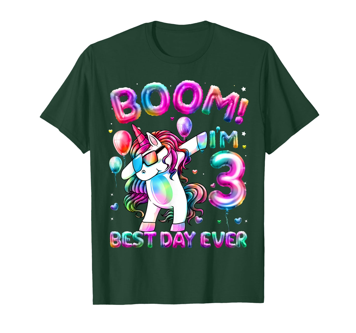 3 Years Old Dabbing Unicorn Gifts 3rd Birthday Girl Party T-Shirt