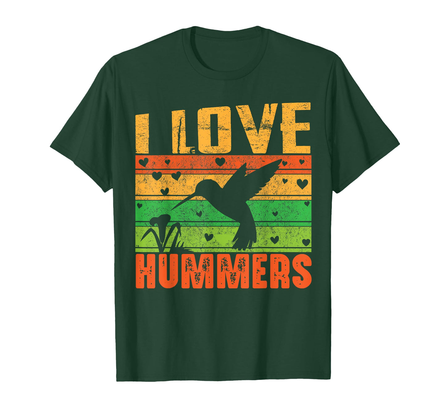I Love Hummers Colibri Hummingbird Wildlife Retro Sunset T-Shirt