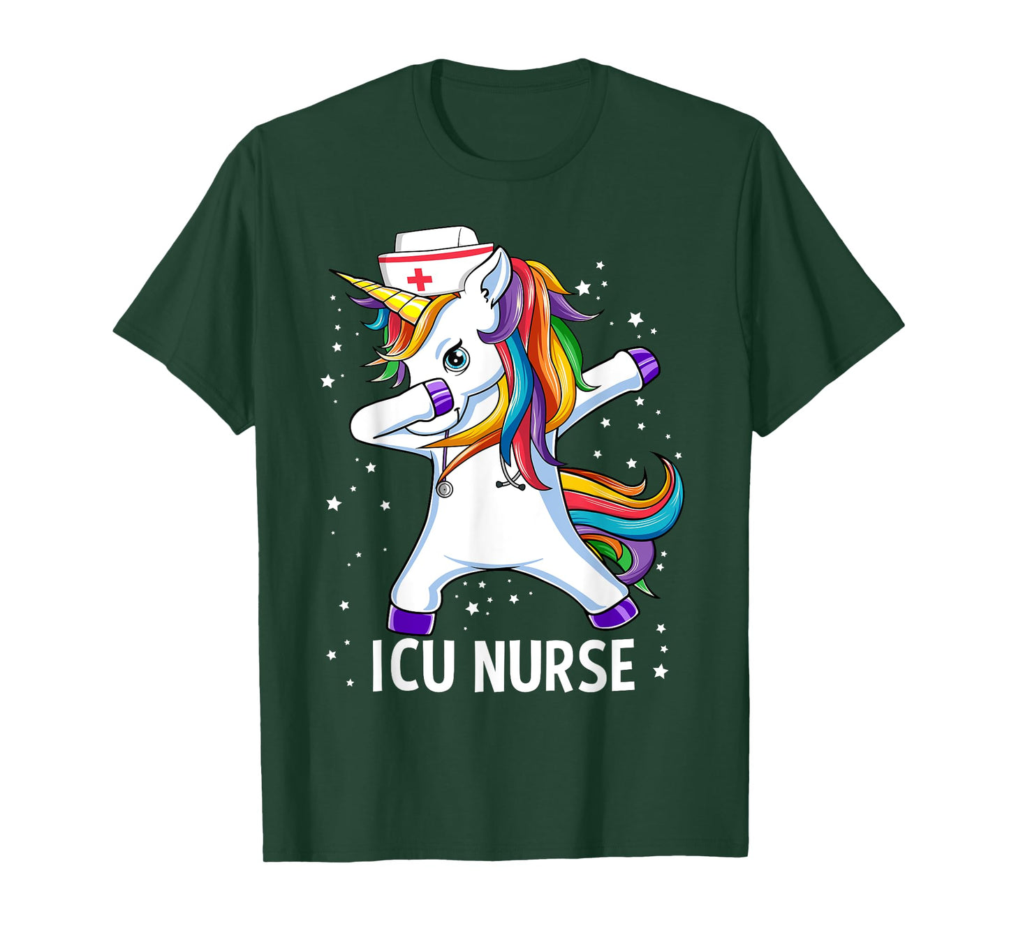 Dabbing Unicorn Funny ICU Nurse T-Shirt