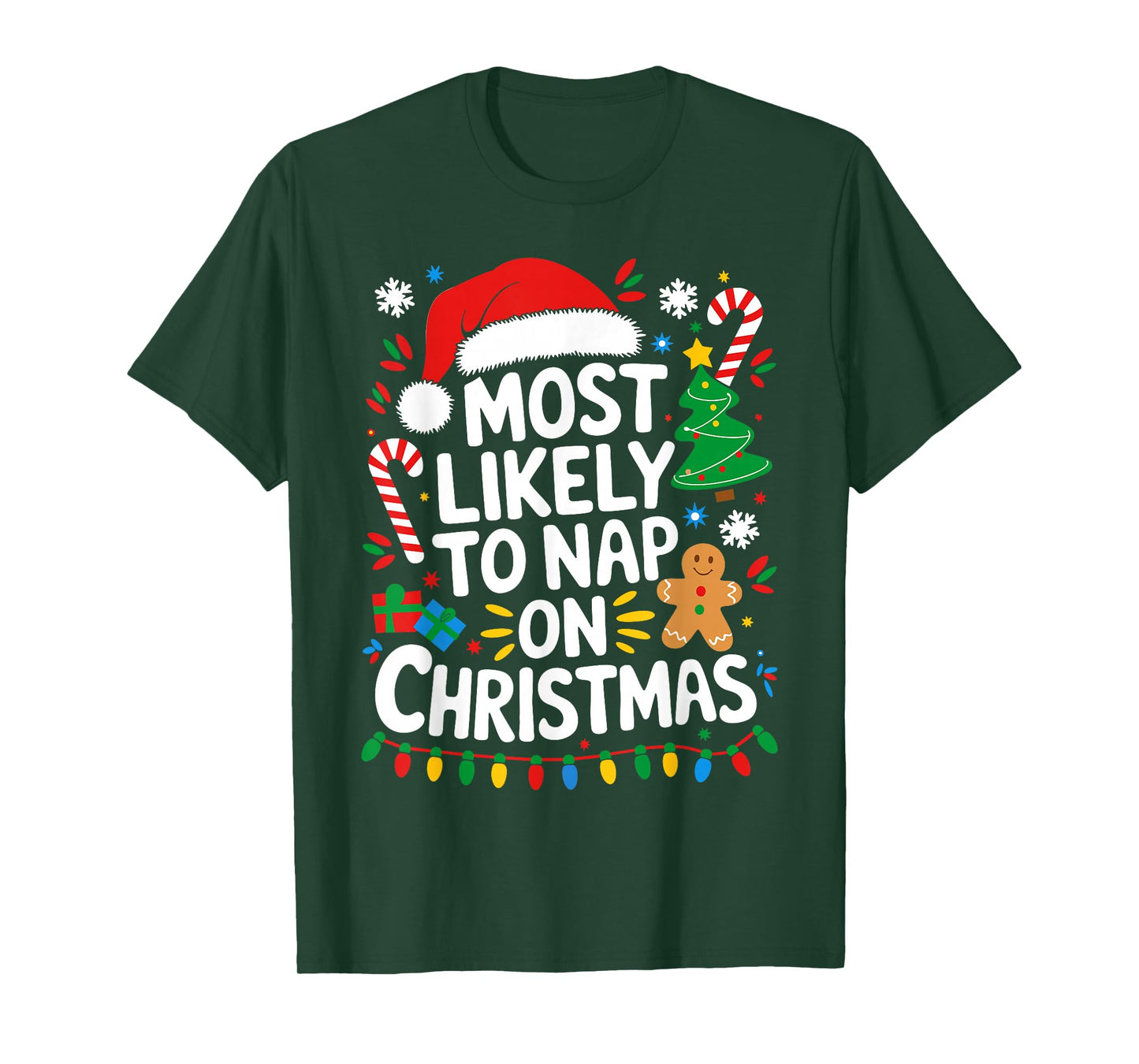 Most Likely To Nap On Christmas Shirt Matching Family Xmas T-Shirt