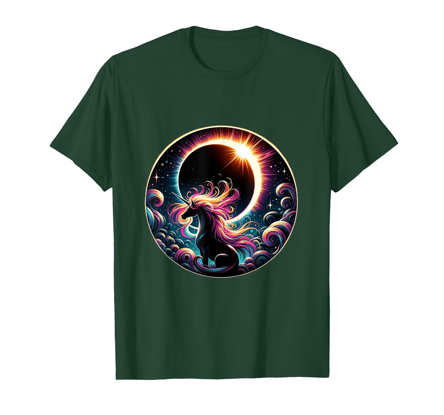 Total Solar Eclipse Apirl 08 2024 With Unicorn Graphic T-Shirt