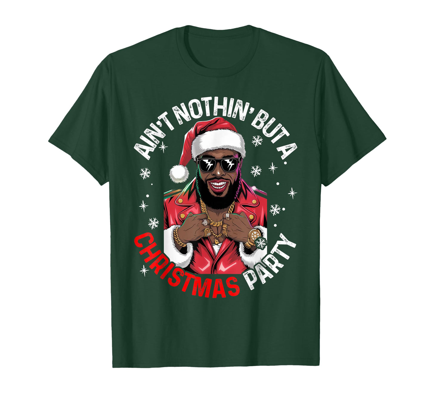 Black African American Santa Claus Christmas Pajama MenWomen T-Shirt