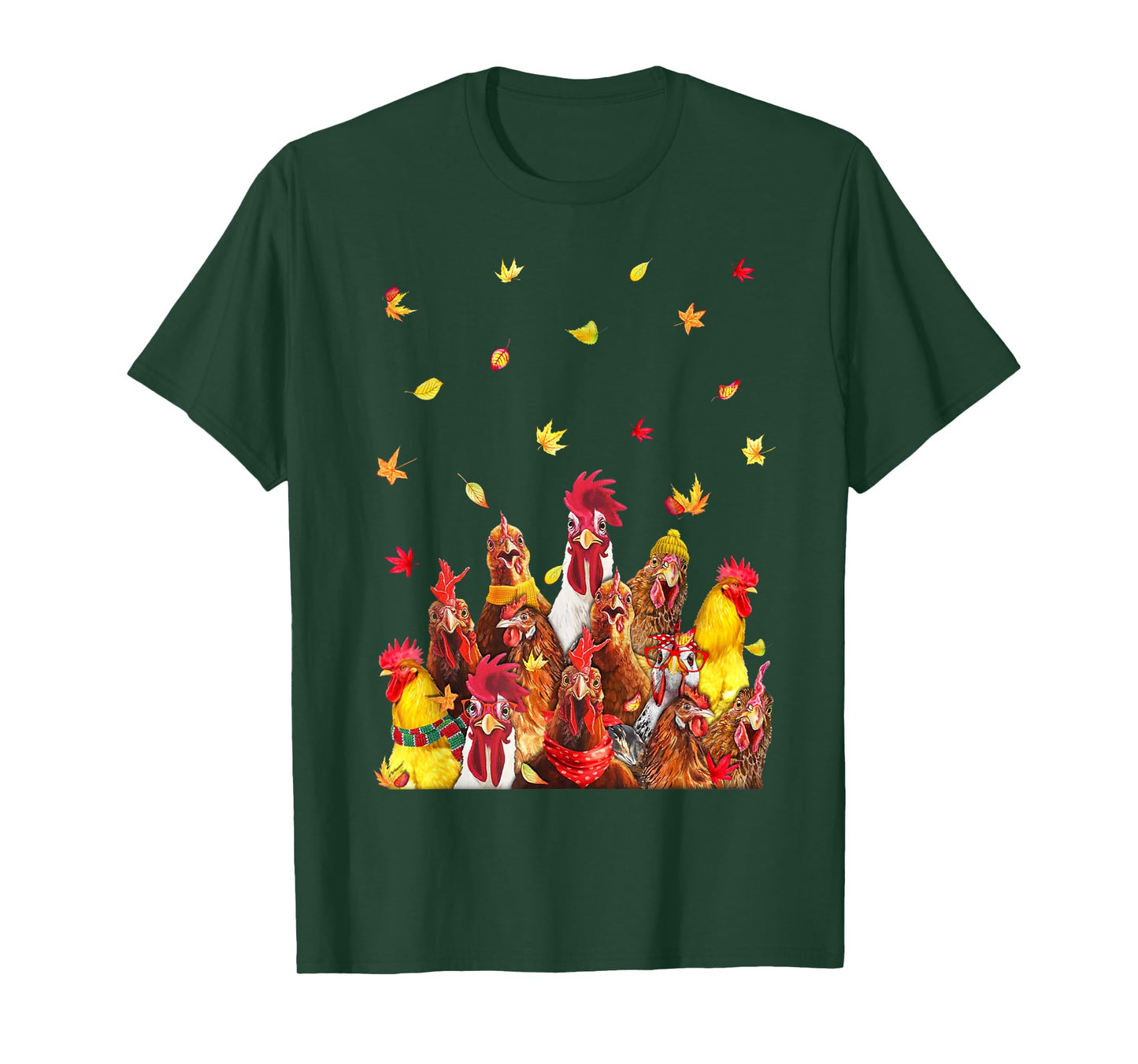 Hello Autumn Maple Chicken Leaf Fall Cute Chicken Farm T-Shirt