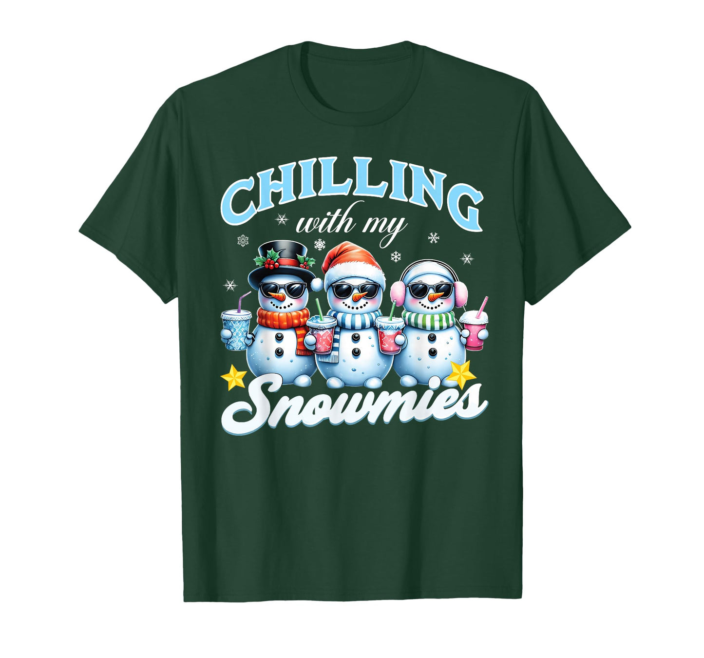 Chillin With My Snowmies Funny Snowman Christmas Kids Boys T-Shirt