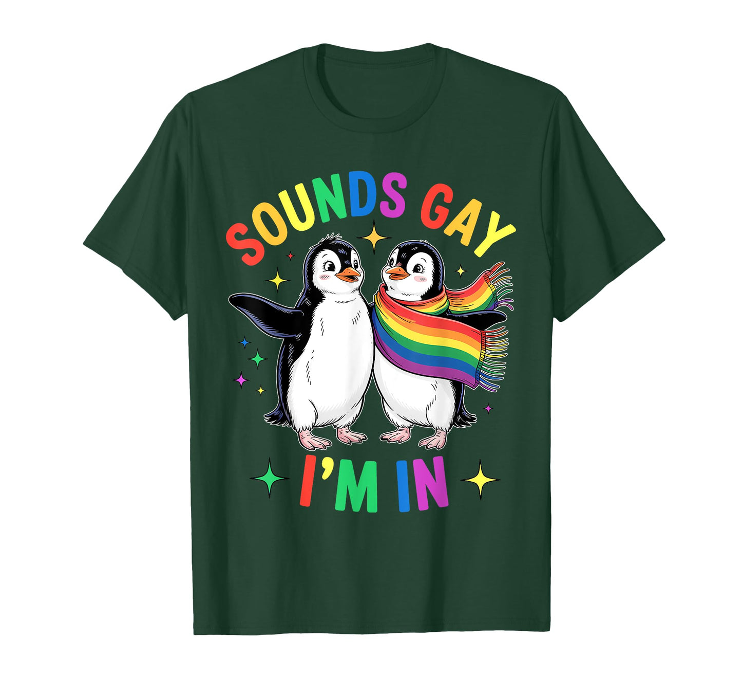 Cute Penguins Wearing Rainbow for Funny LGBTQ Pride Look T-Shirt
