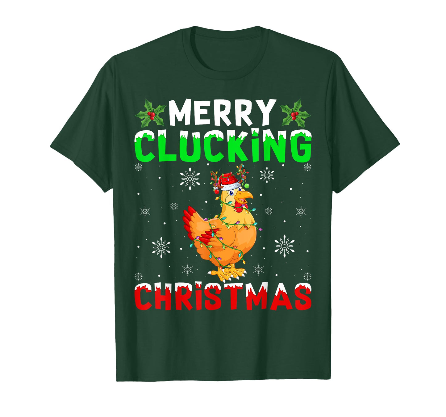 Matching Family Santa Chicken Merry Clucking Christmas T-Shirt