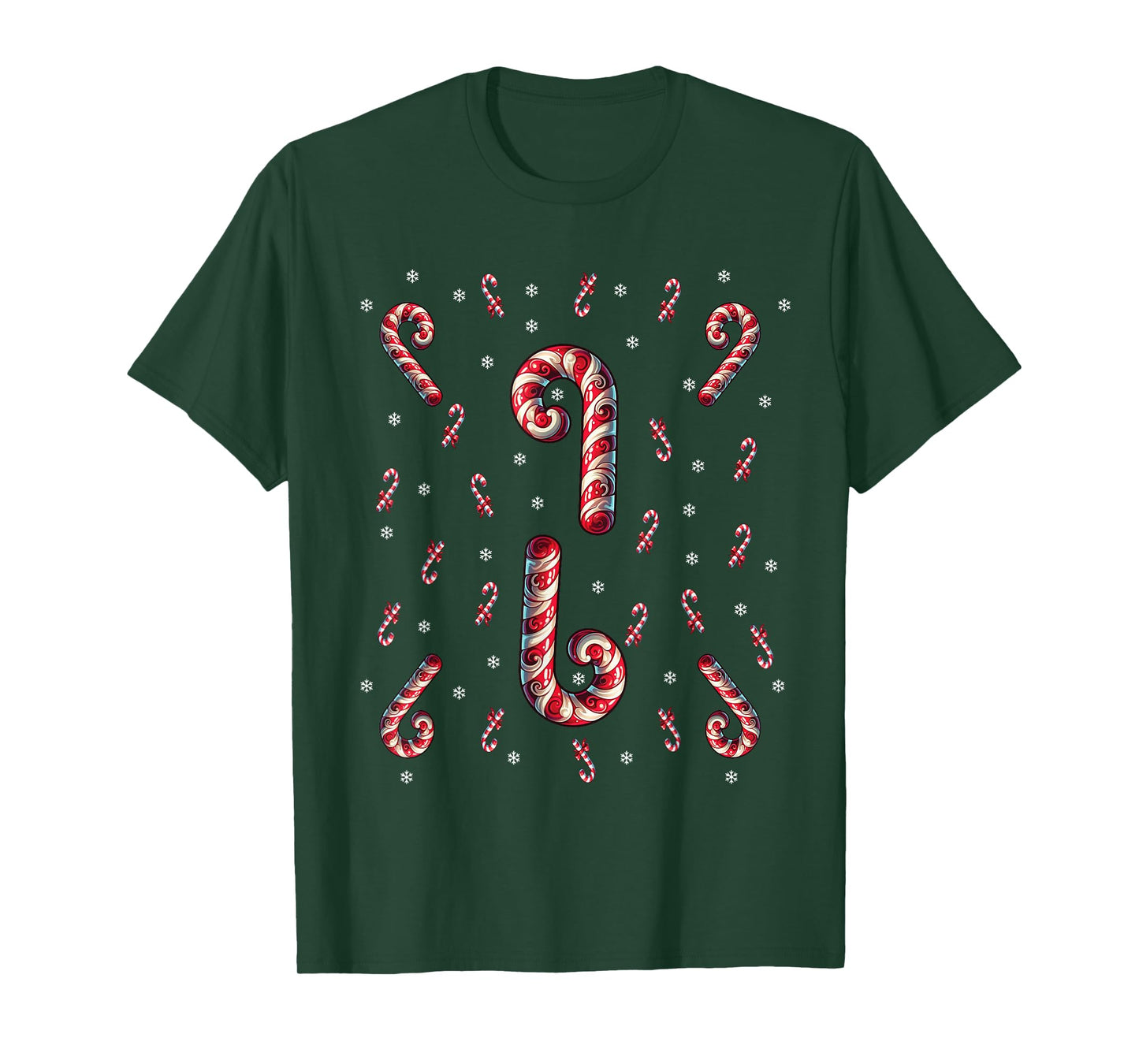 Red And White Candy Cane Santa Christmas Xmas Lights T-Shirt