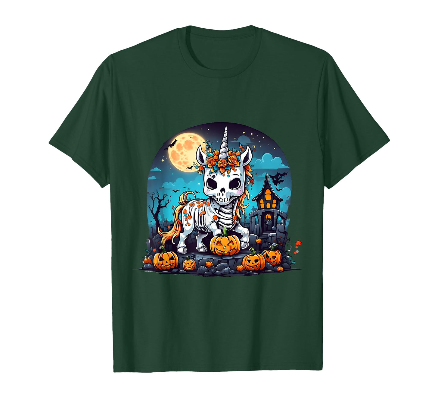 Cute Halloween Skeleton Unicorn Girls Women Witchy Halloween T-Shirt