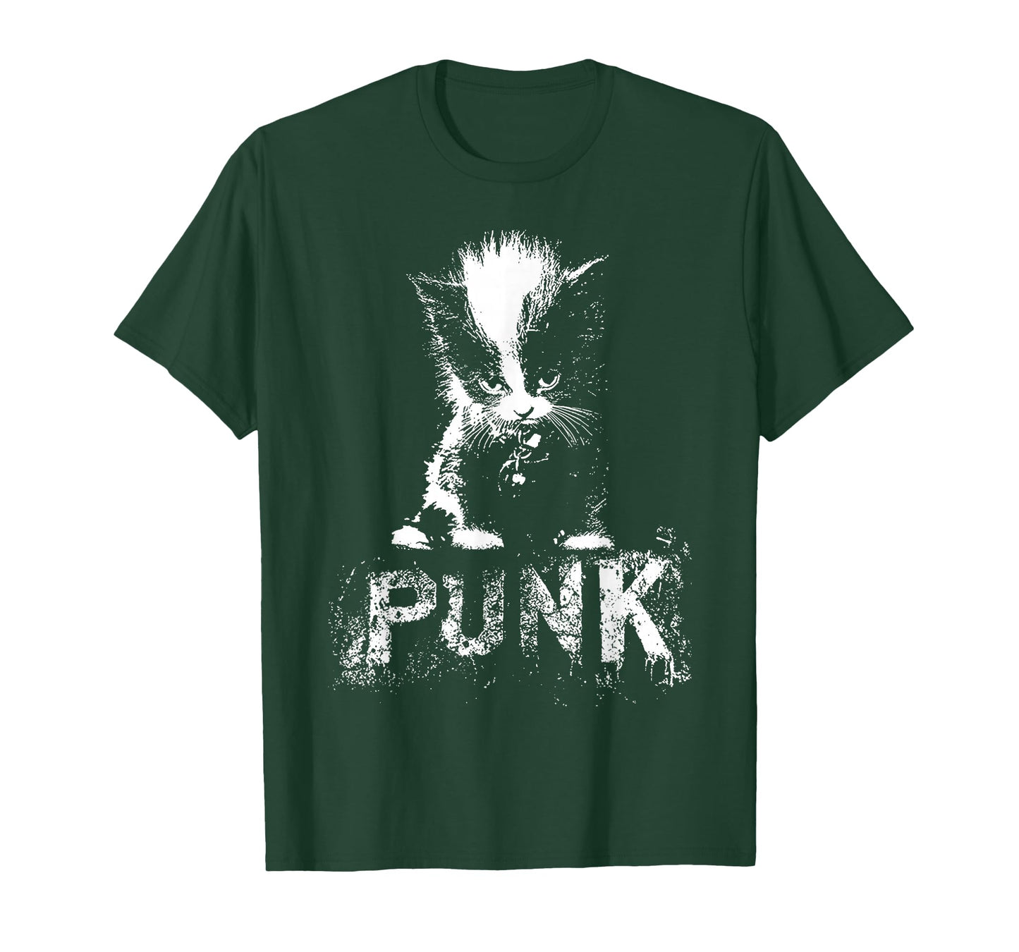 Punk Kitten Cat with Mohawk Grunge Gothic Design T-Shirt