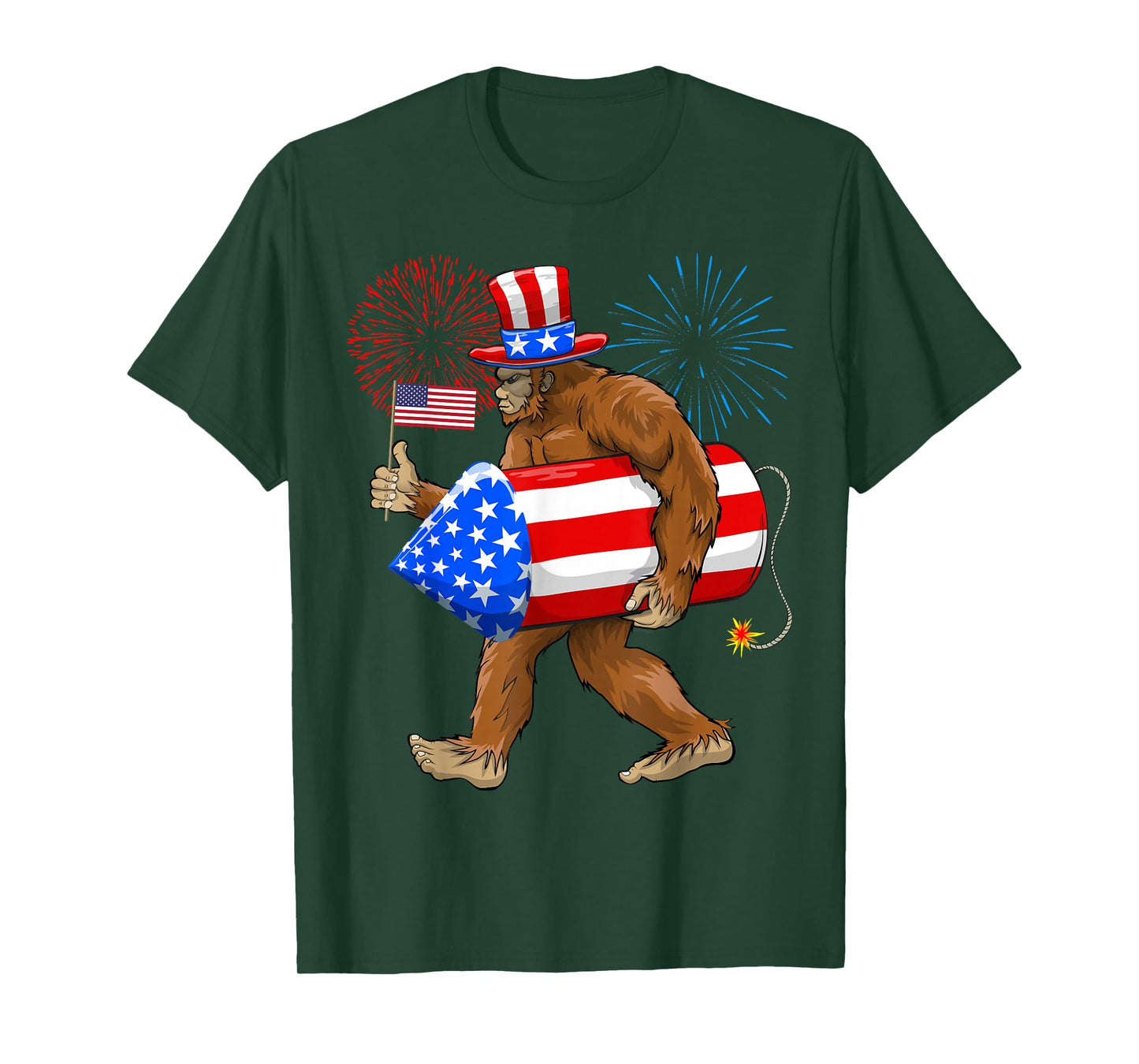 Patriotic Bigfoot, 4th of July, American Flag, Sasquatch T-Shirt