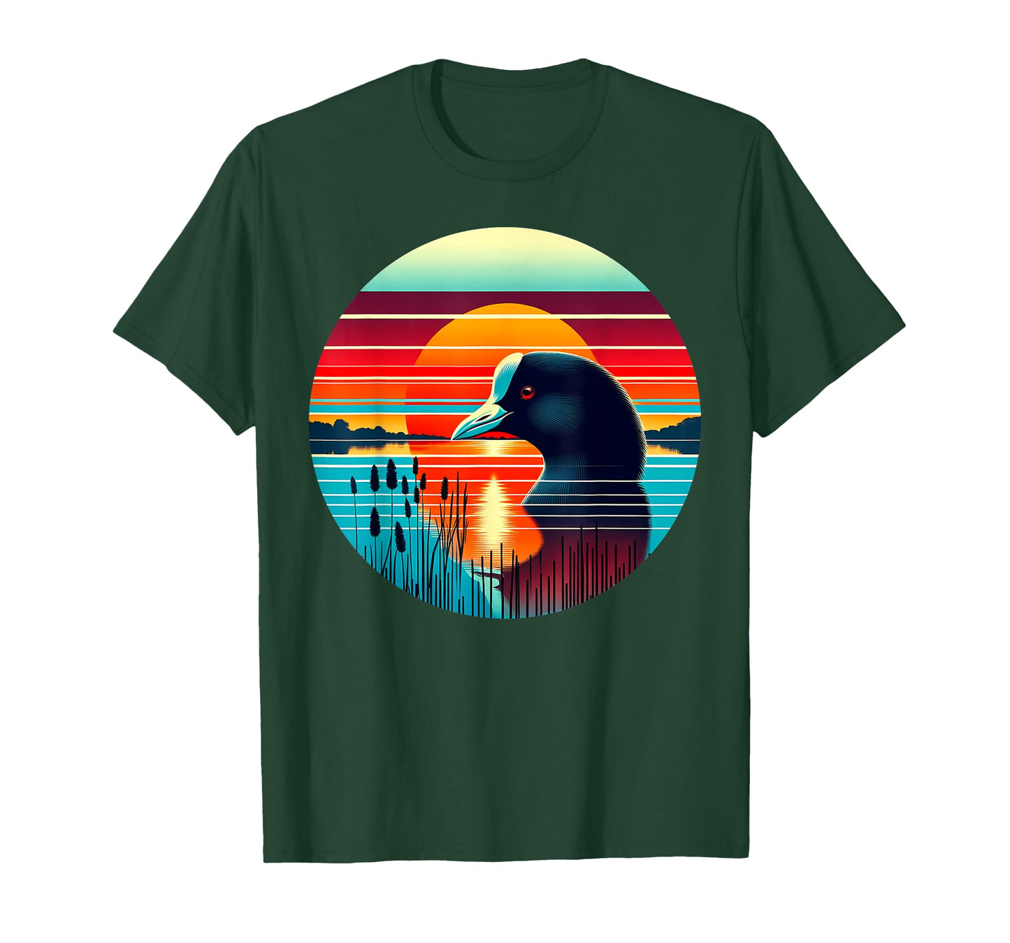 Coot Bird Sunset Retro Style Safari Vintage 70s T-Shirt
