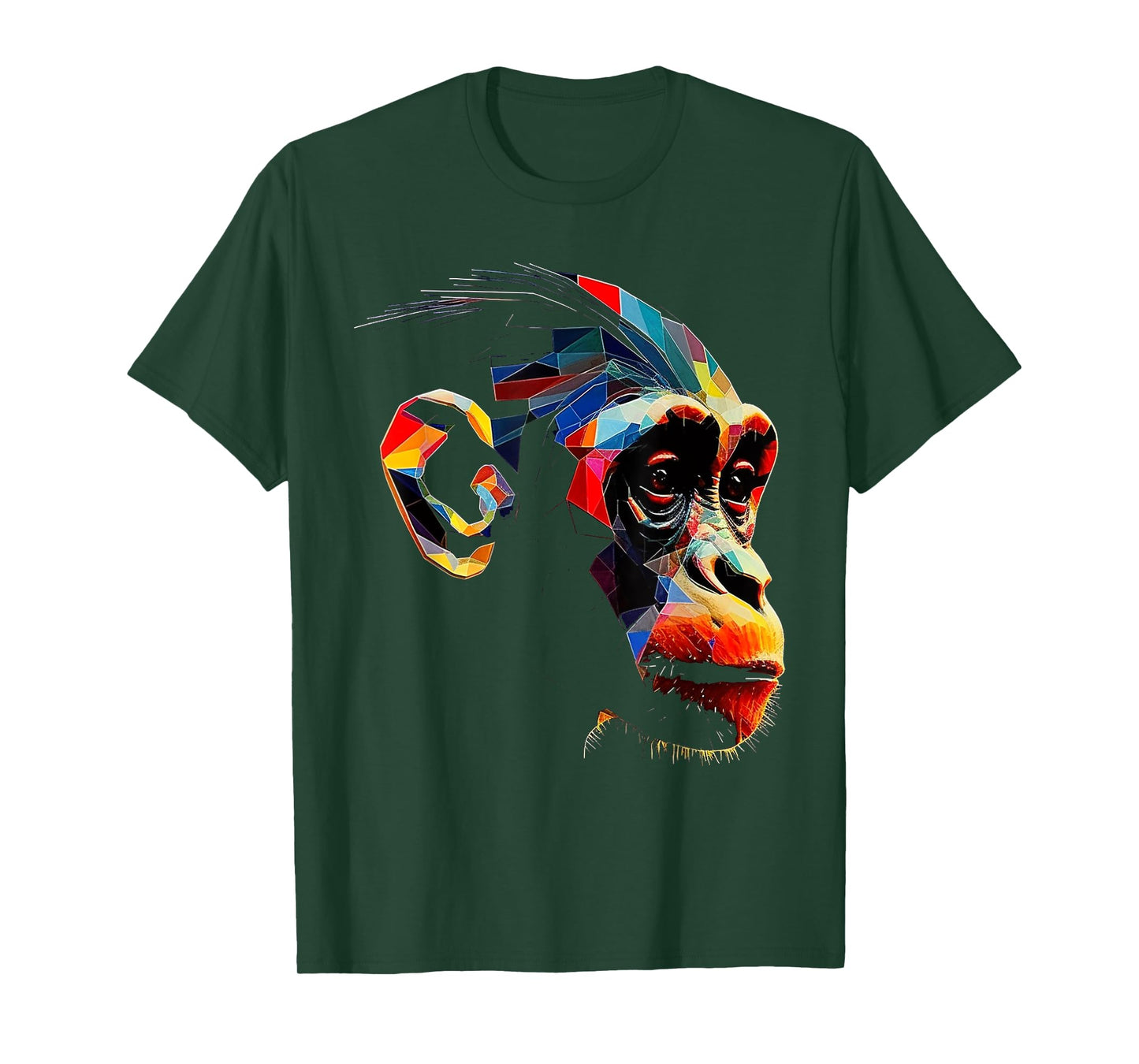 Monkey Zoo Colourful Monkey Face Polygon Animal Motif Monkey T-Shirt