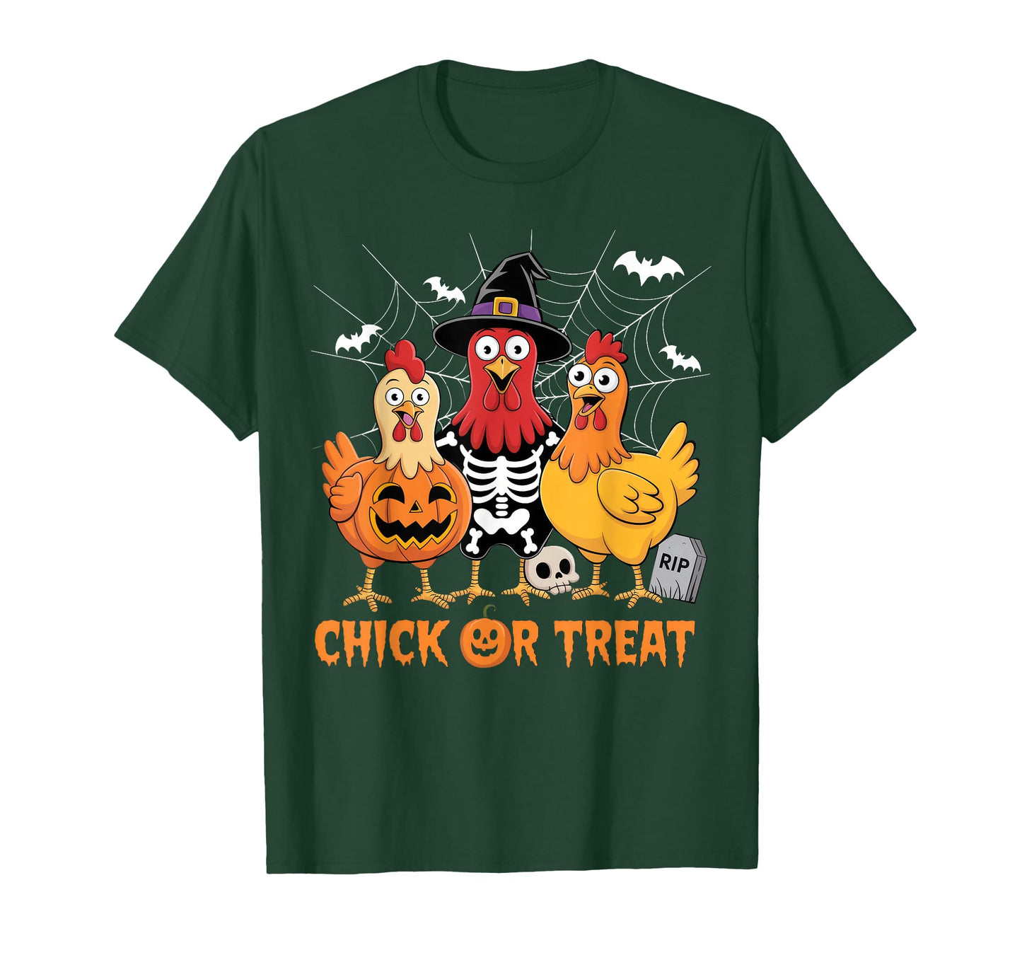 Chicken Skeleton Chick Or Treat Farmer Funny Halloween T-Shirt