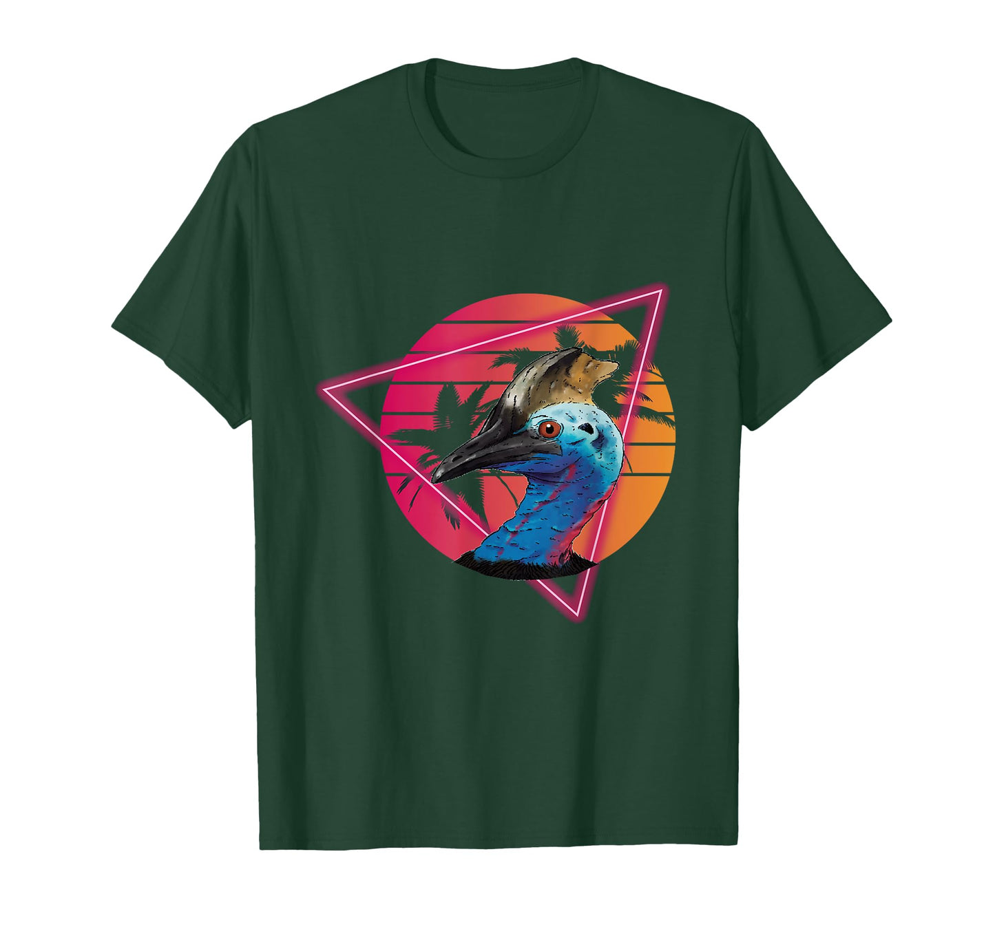 Cassowary Modern Retro Sunset Palm Tree Cassowary Lover T-Shirt