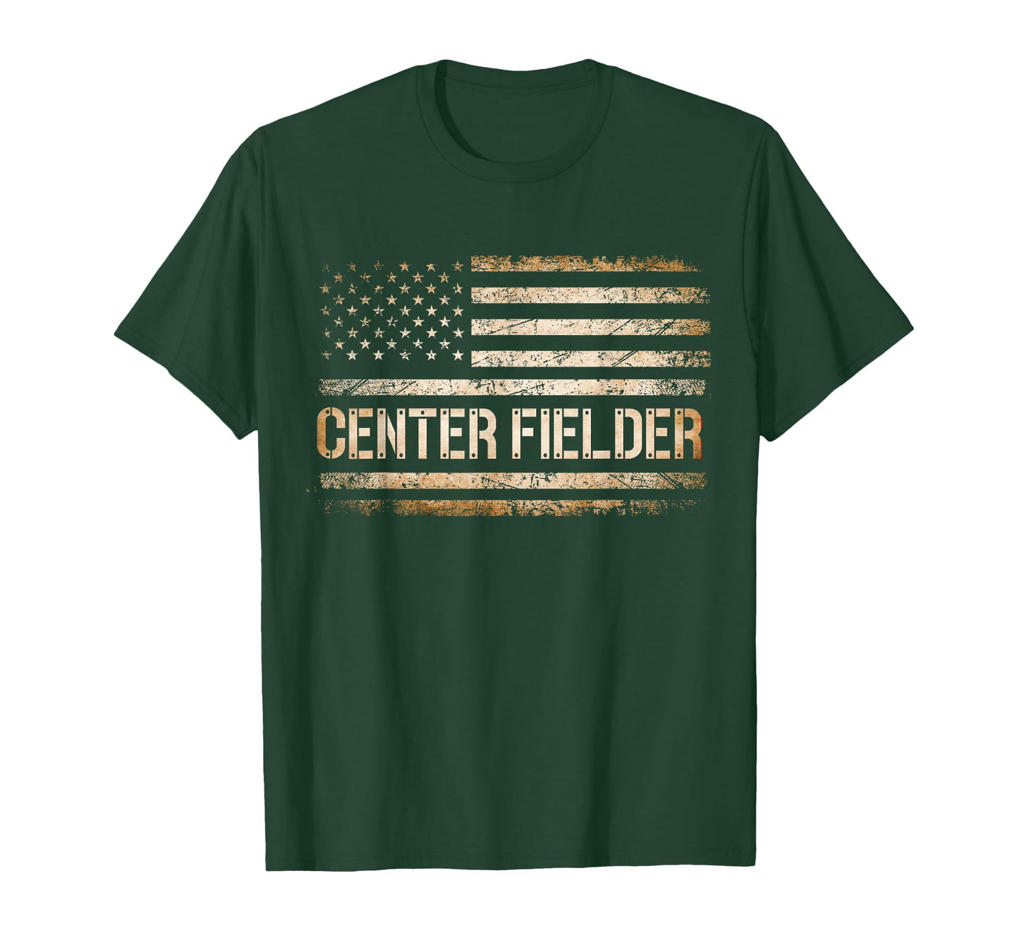 Baseball Center Fielder Retro USA FLAG High School Baseball T-Shirt