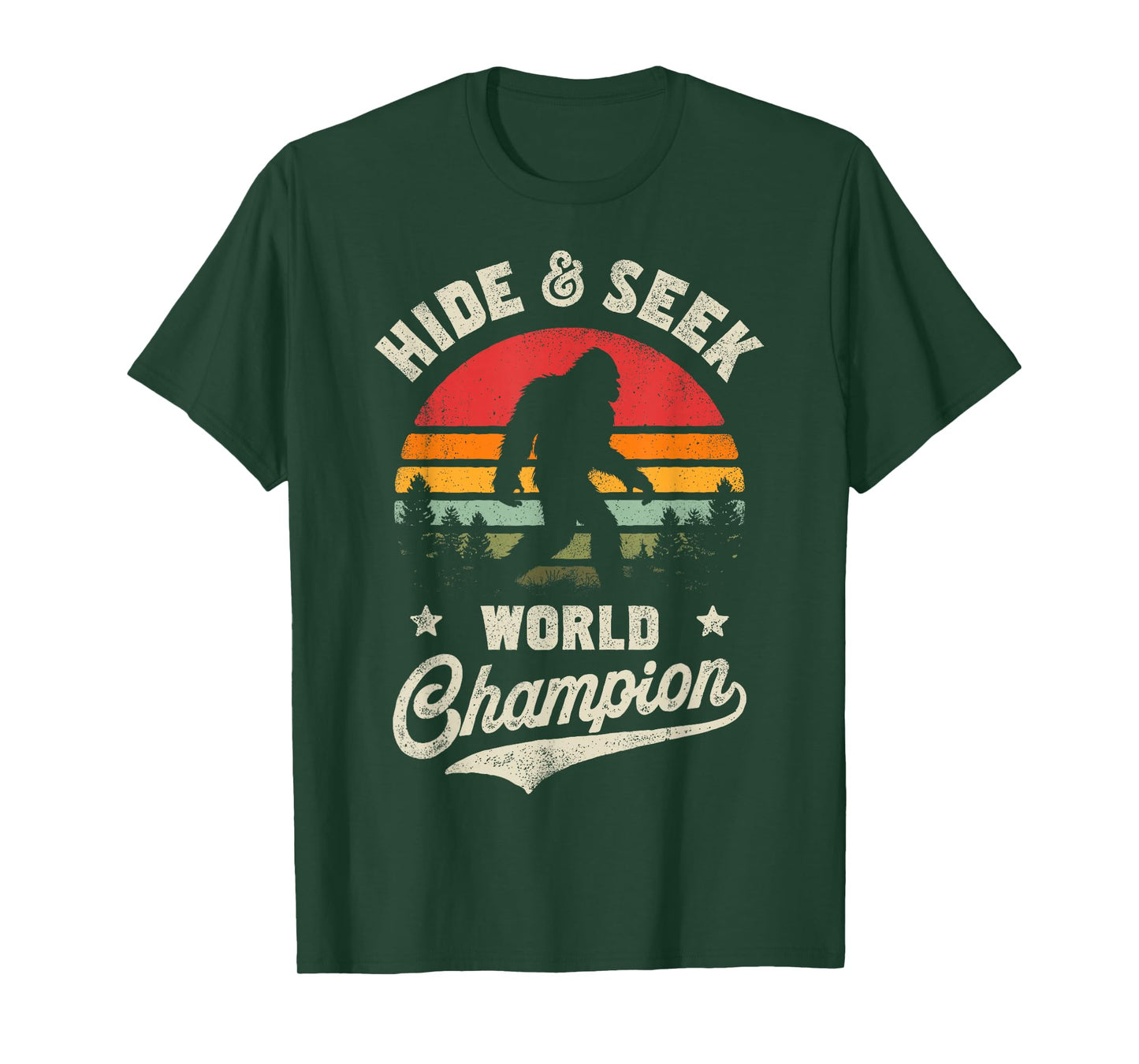 Bigfoot Hide And Seek World Champion Sasquatch Retro Vintage T-Shirt